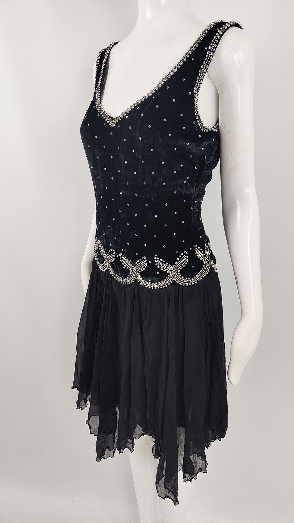 Blumarine Couture Vintage Silk Velvet & Chiffon Evening Dress