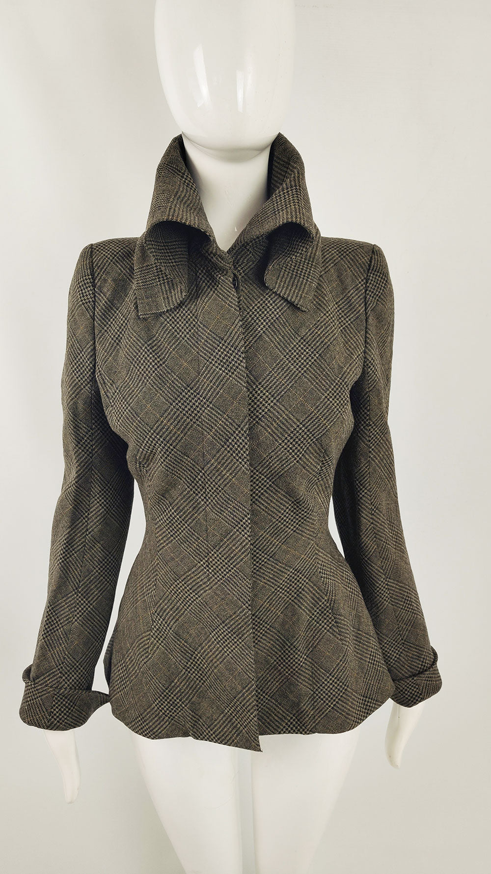 An architectural wool and silk blend hourglass jacket from Mariot Chanet's Autumn Winter 1995 / 96 collection.