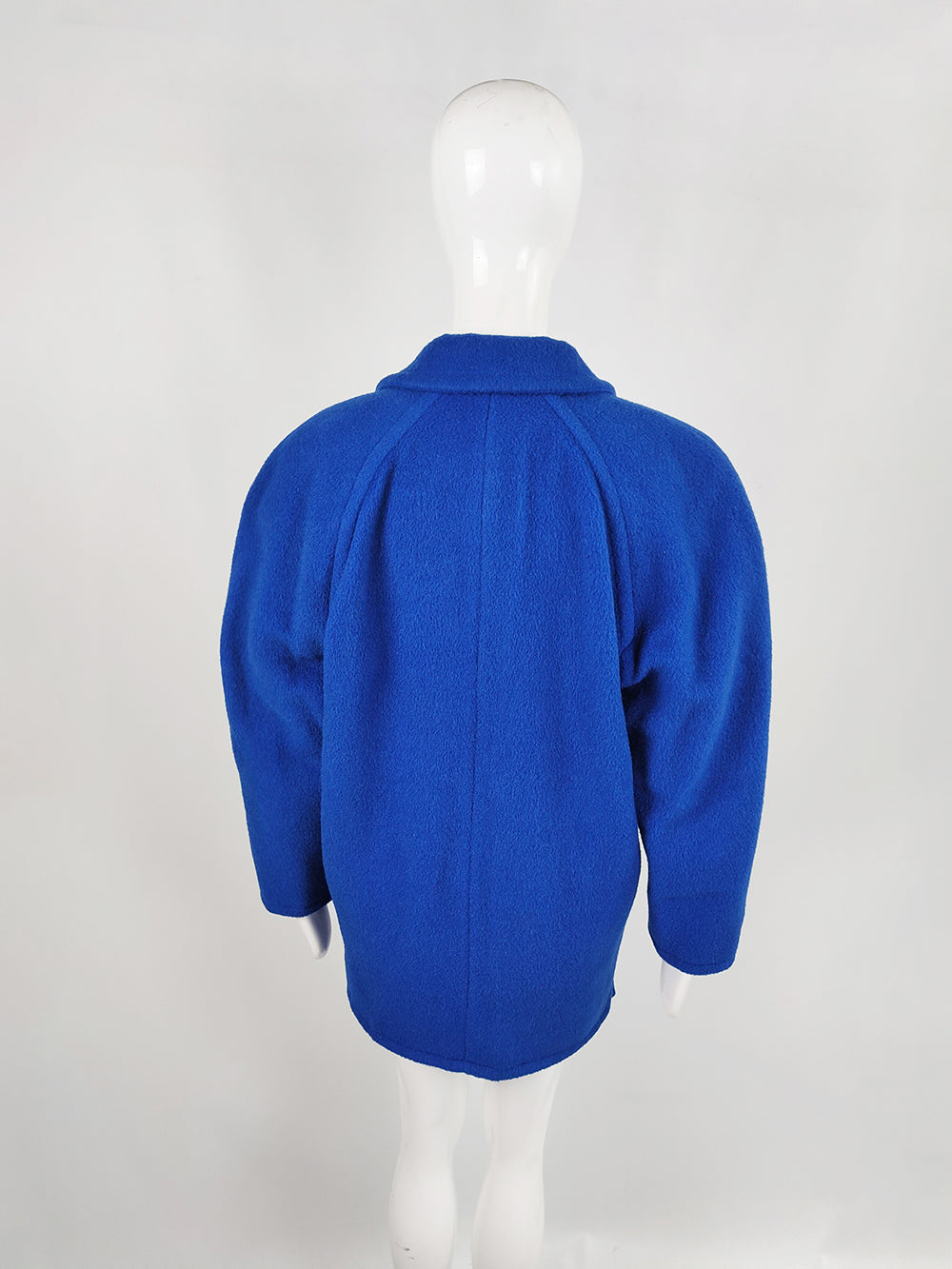Genny Vintage Women's Blue Llama, Cashmere & Wool Coat, 1980s