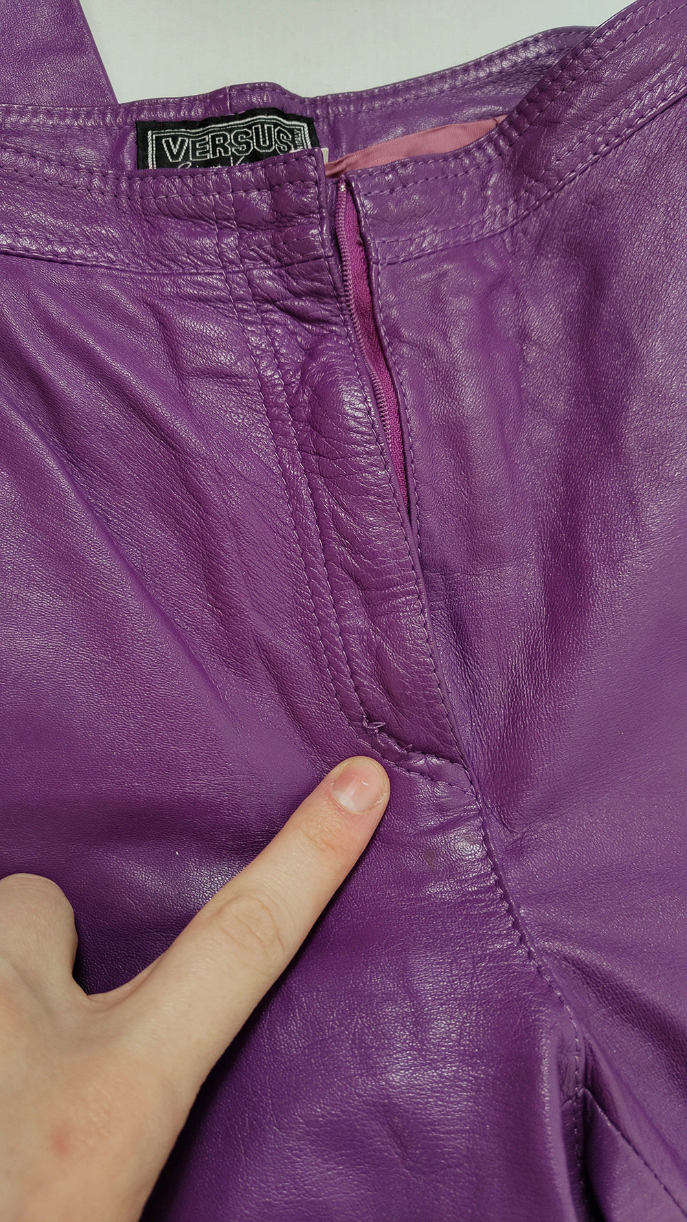 Gianni Versace Versus Vintage Purple Leather Bootcut Pants, 1990s