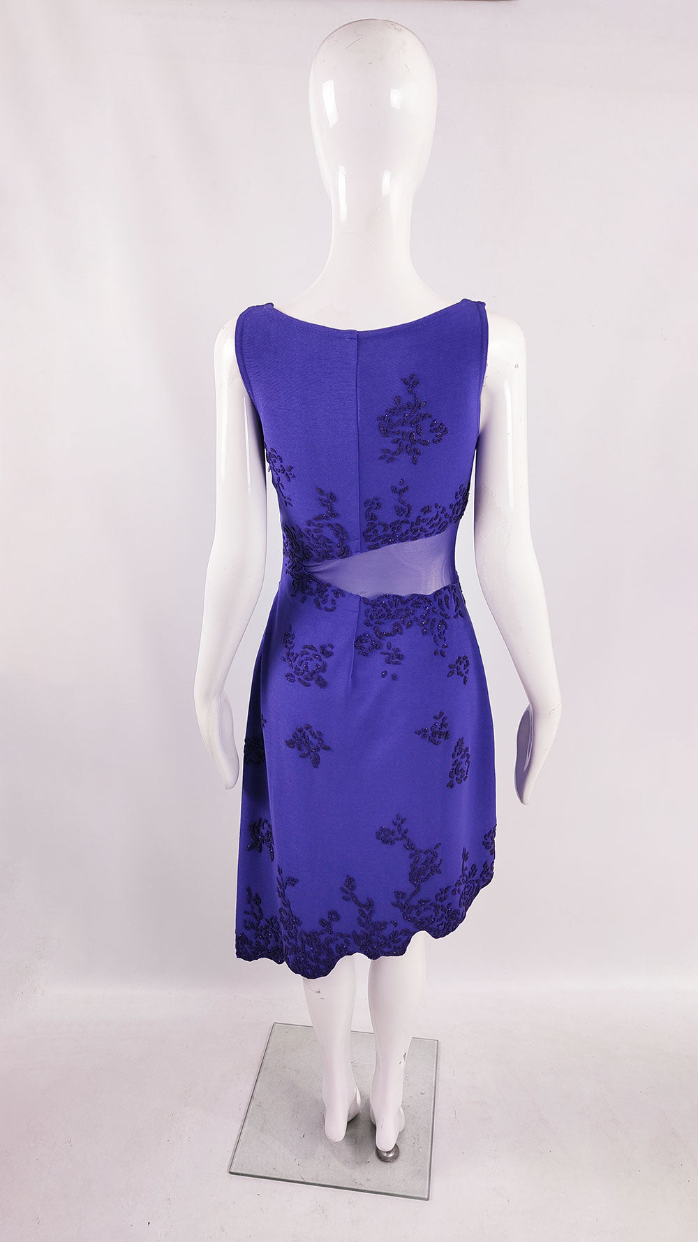 Tadashi Vintage Violet Jersey Sheer Cut Out Mesh Party Dress