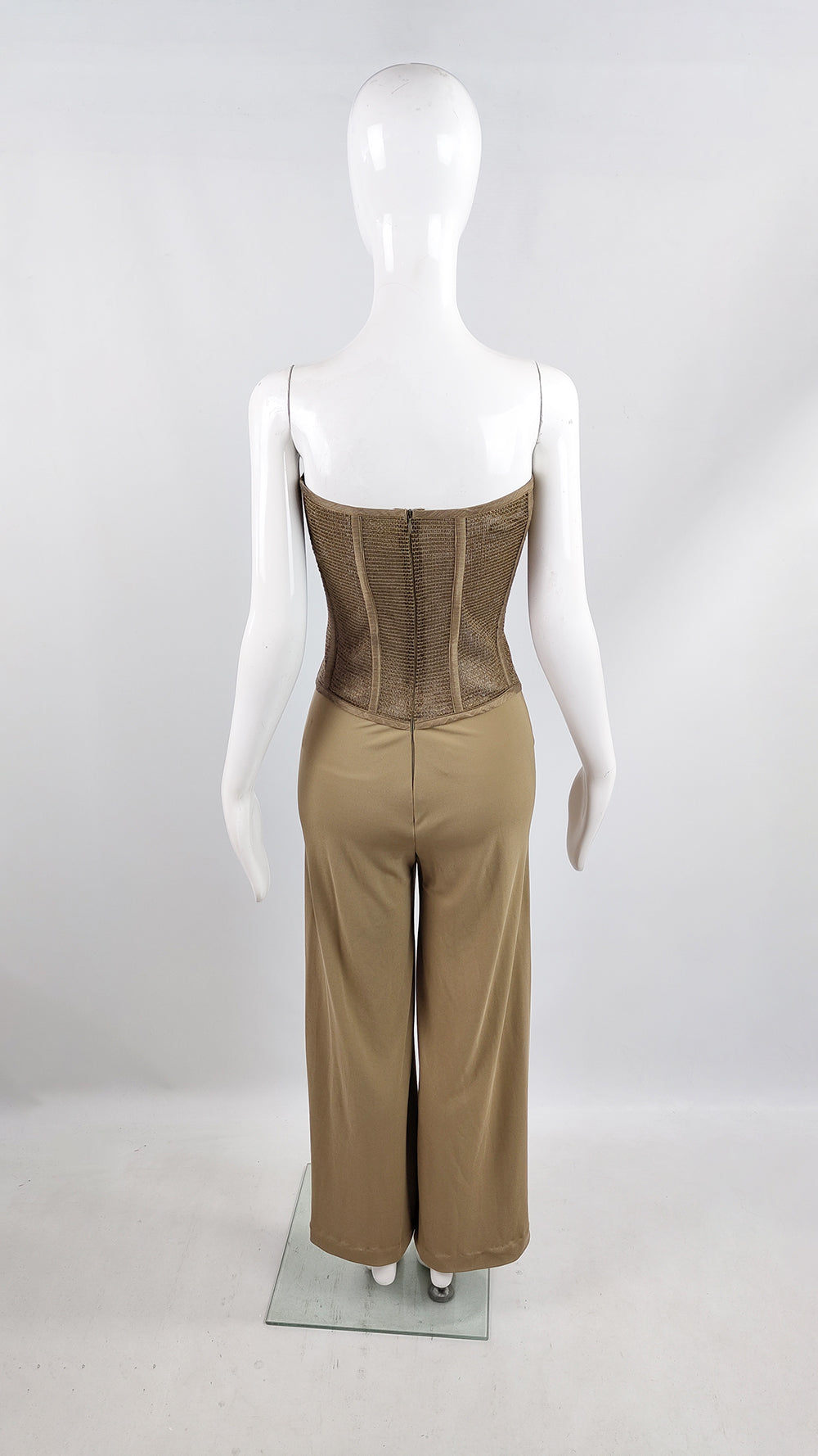 Jiki of Monte Carlo Vintage Wide Leg Sheer Corset Top Jumpsuit