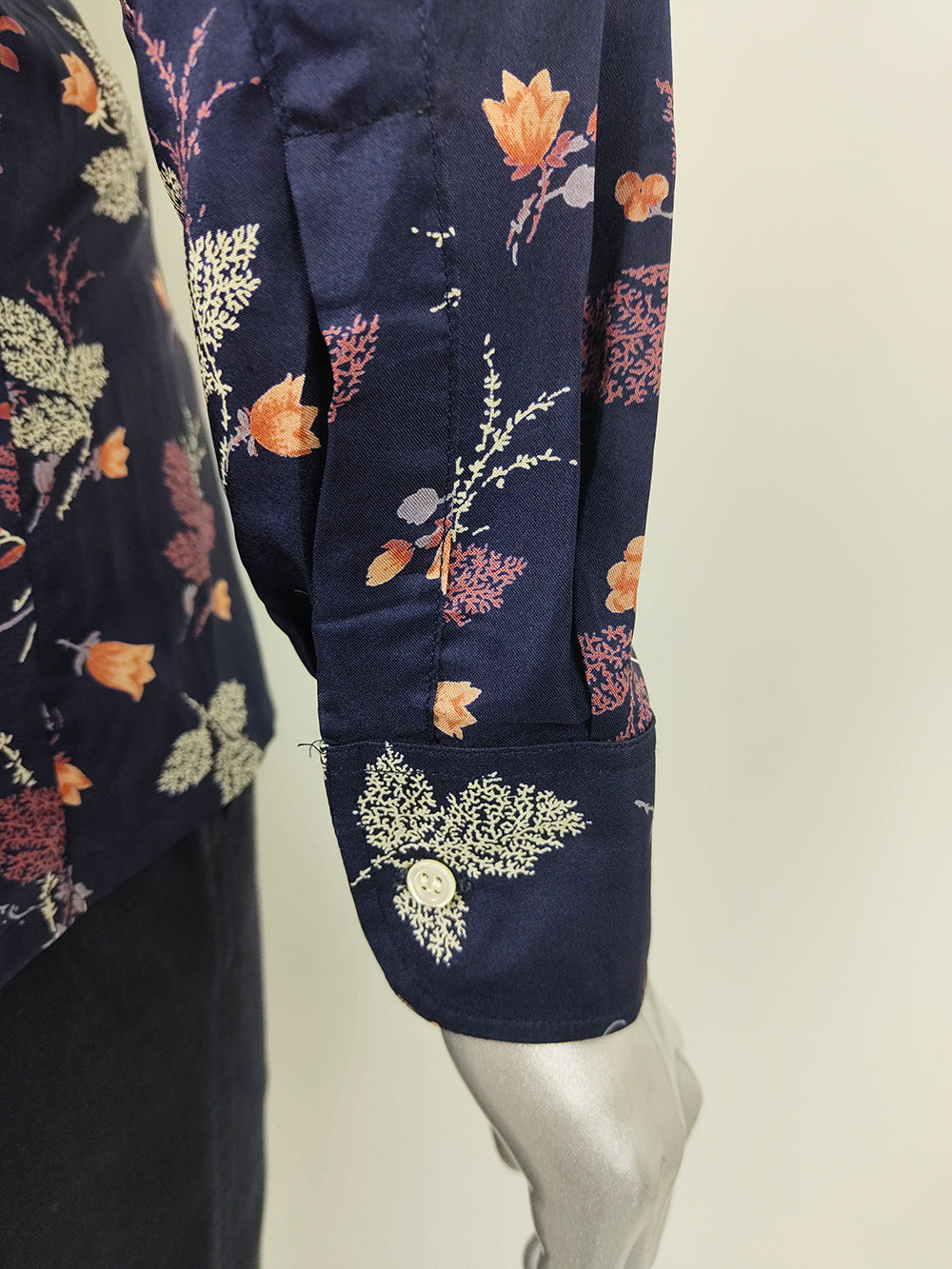 Paco Rabanne Vintage Mens Floral Long Sleeve Shirt, 1970s