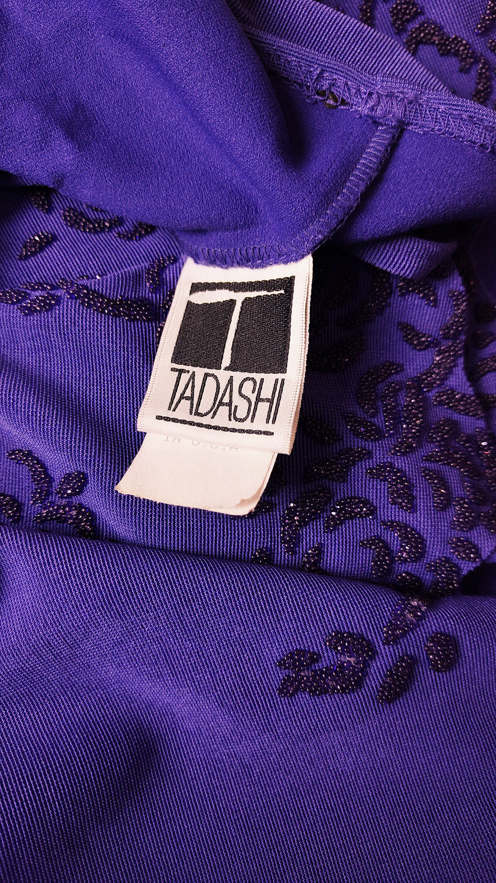 Tadashi Vintage Violet Jersey Sheer Cut Out Mesh Party Dress