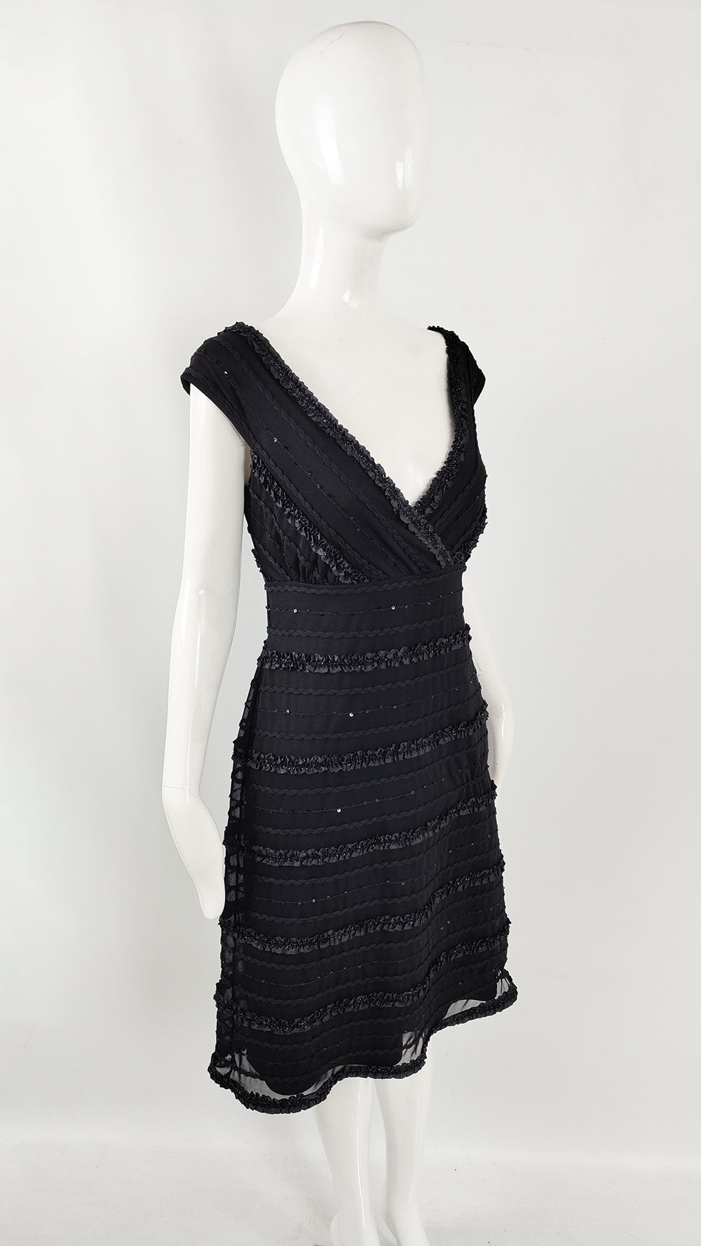 Tadashi Shoji Vintage Womens Black Mesh Party Dress