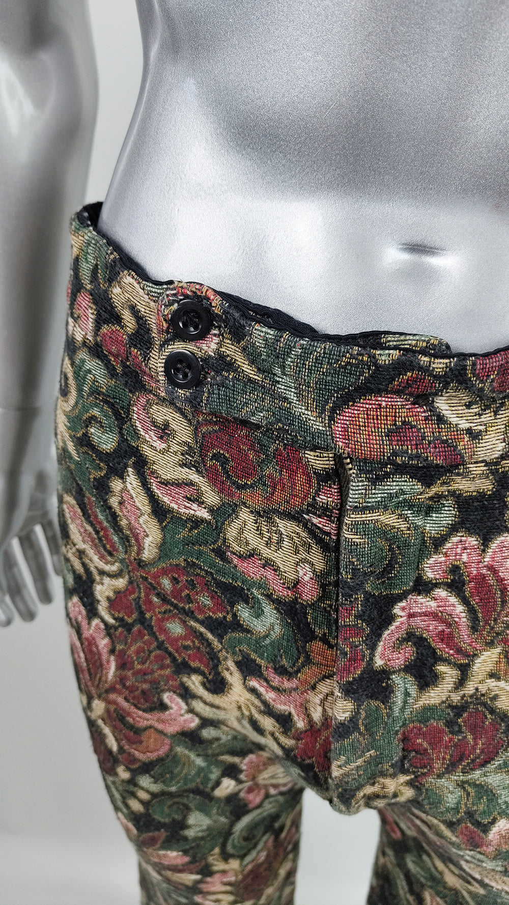 Vintage 1960s Mens Tapestry Needlecord Floral Flares Pants