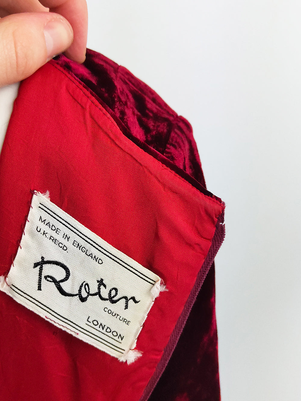 Roter Couture Vintage Wine Red Crushed Velvet Dress, 1970s
