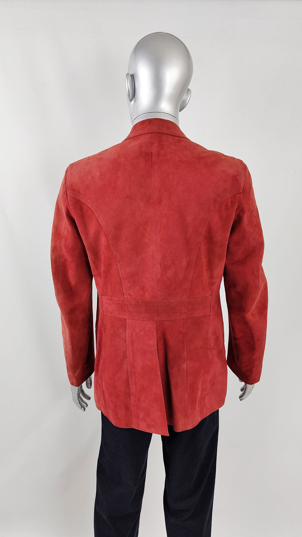 Vintage Mens Red Lambskin Suede Blazer Jacket, 1970s