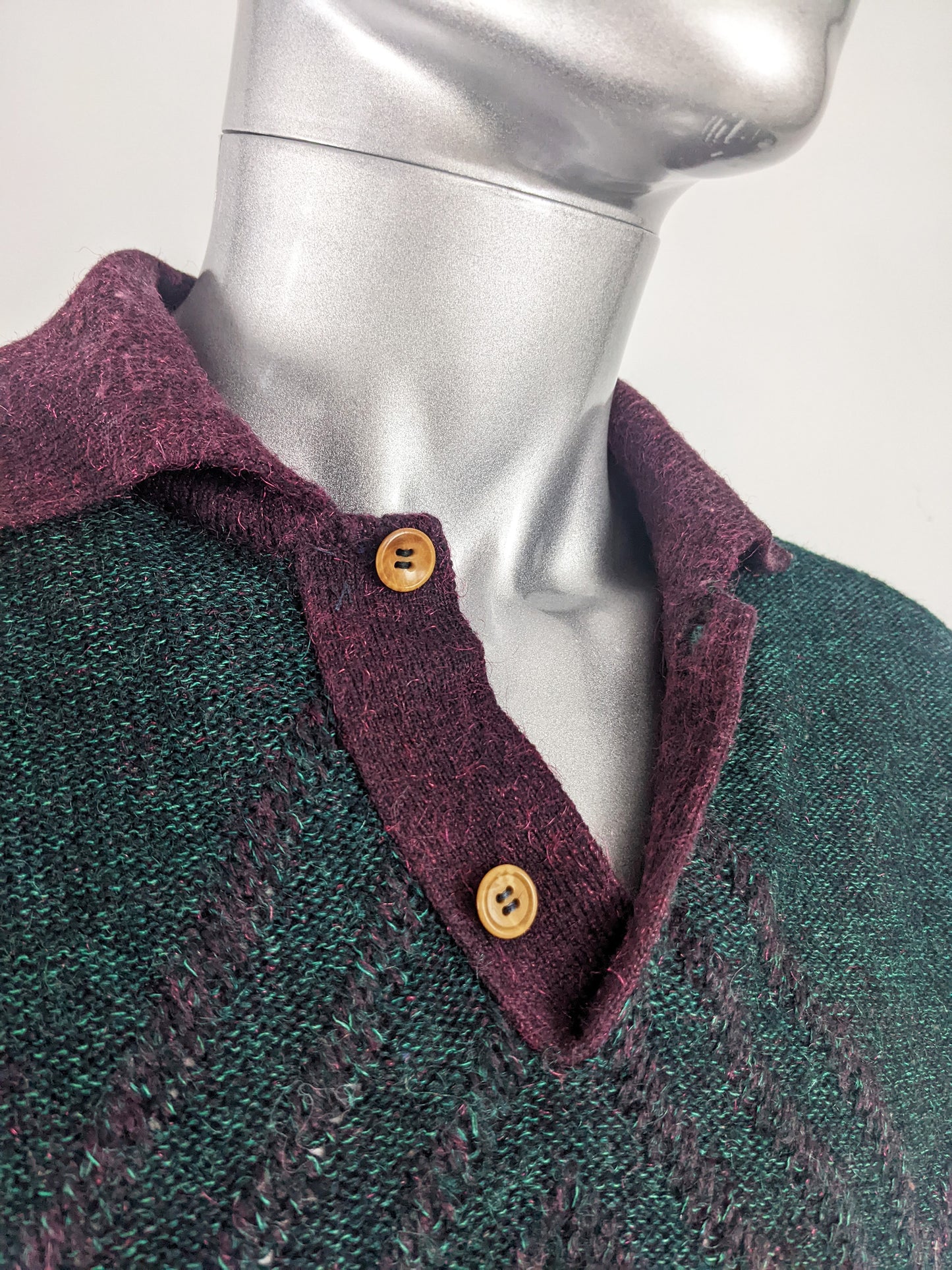 Maximilian Vintage Italian Mens Collared Green Sweater, 1980s