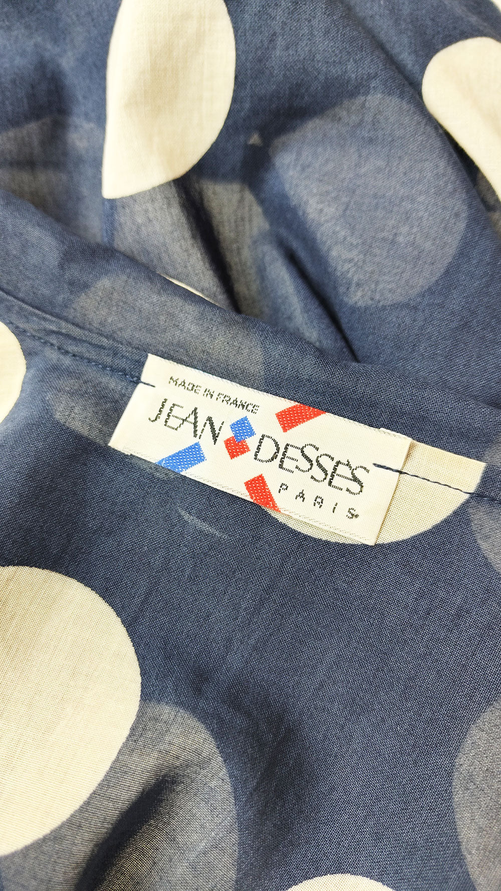 Jean Dessés Vintage Navy Sheer Cotton Blouse, 1980s