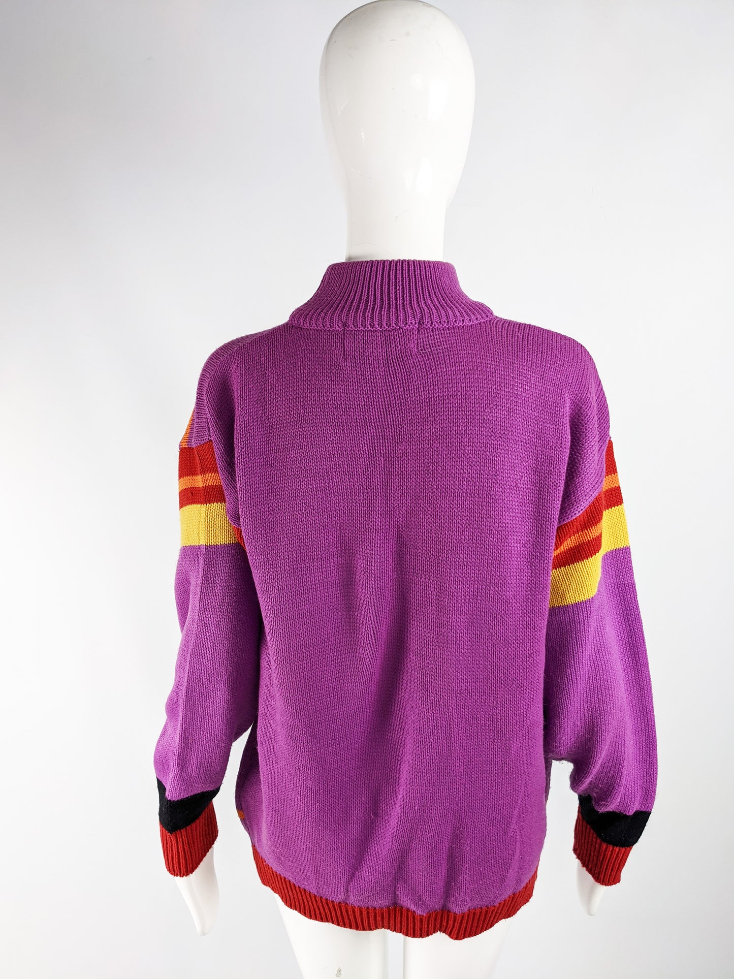 Vintage Womens Purple Mexican Mouse Satin Appliqué Sweater, 1980s
