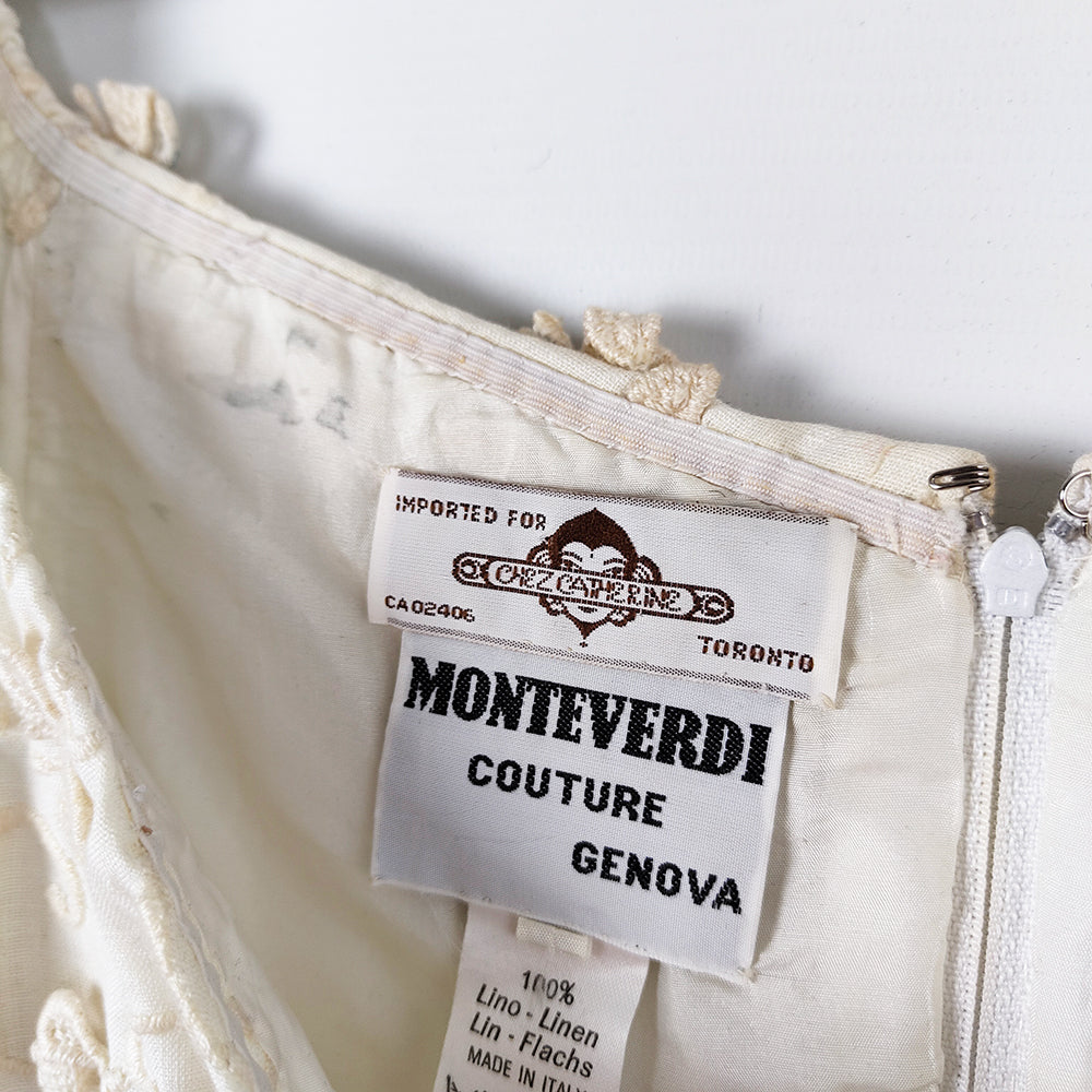 Monteverde Couture Vintage Women's 3D Butterfly Italian Linen Dress