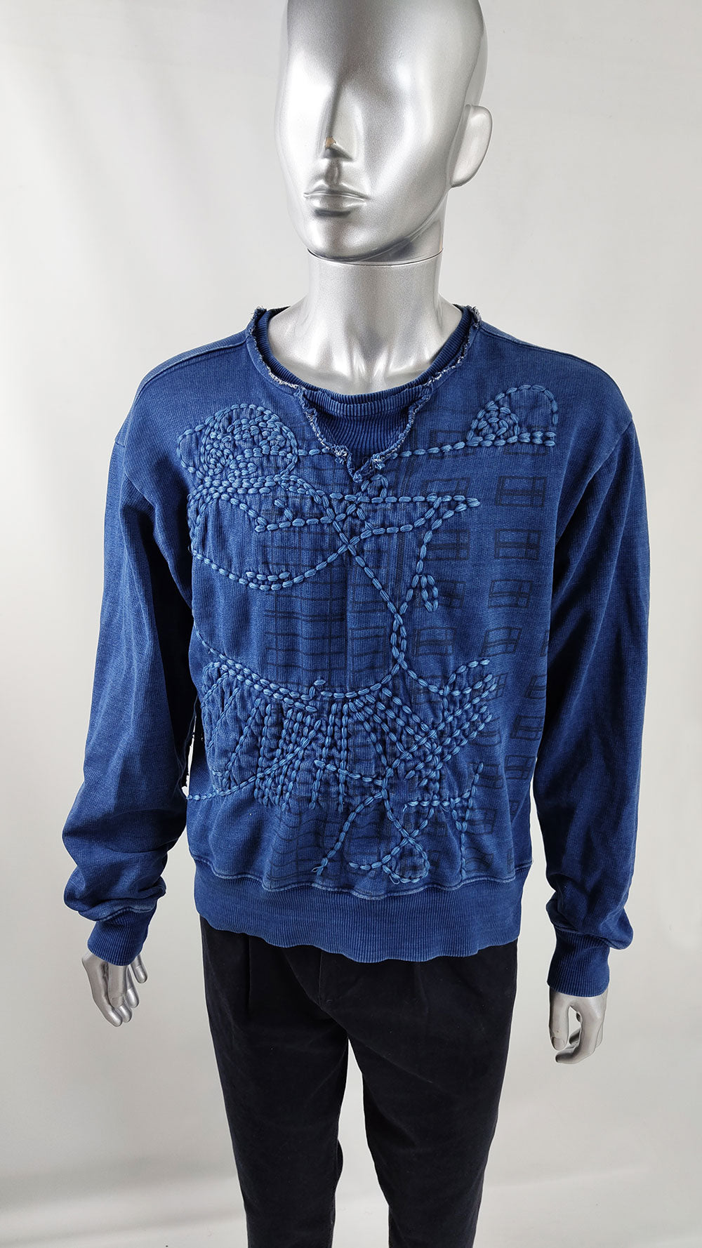 Yo Japan Vintage Mens Sashiko Stitching Sweatshirt.