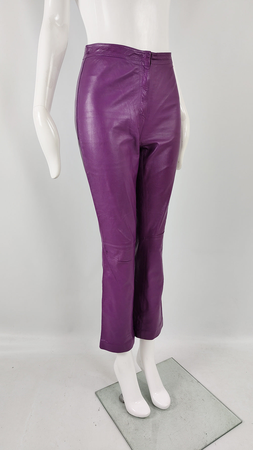 Gianni Versace Versus Vintage Purple Leather Bootcut Pants, 1990s