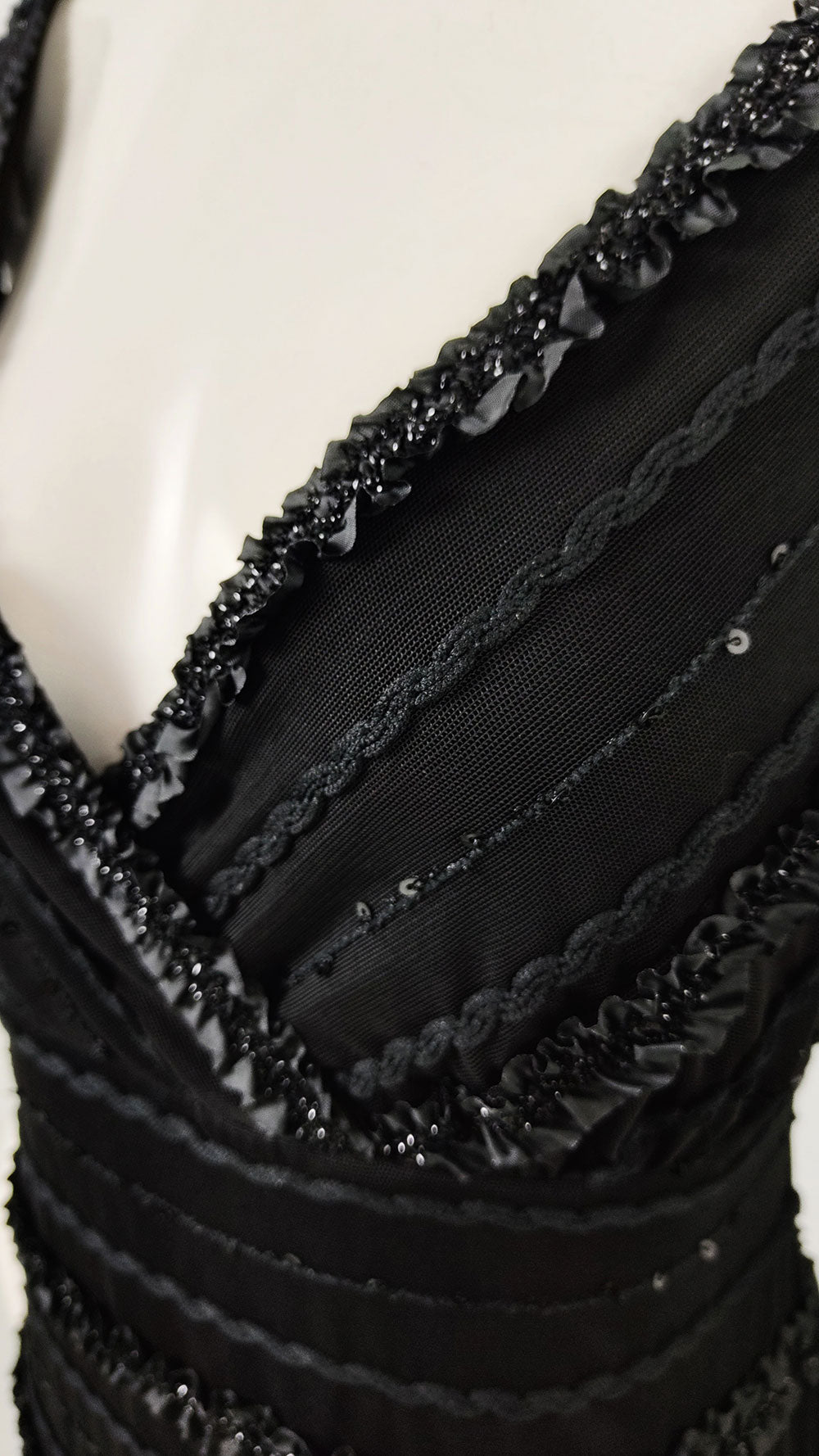 Tadashi Shoji Vintage Womens Black Mesh Party Dress