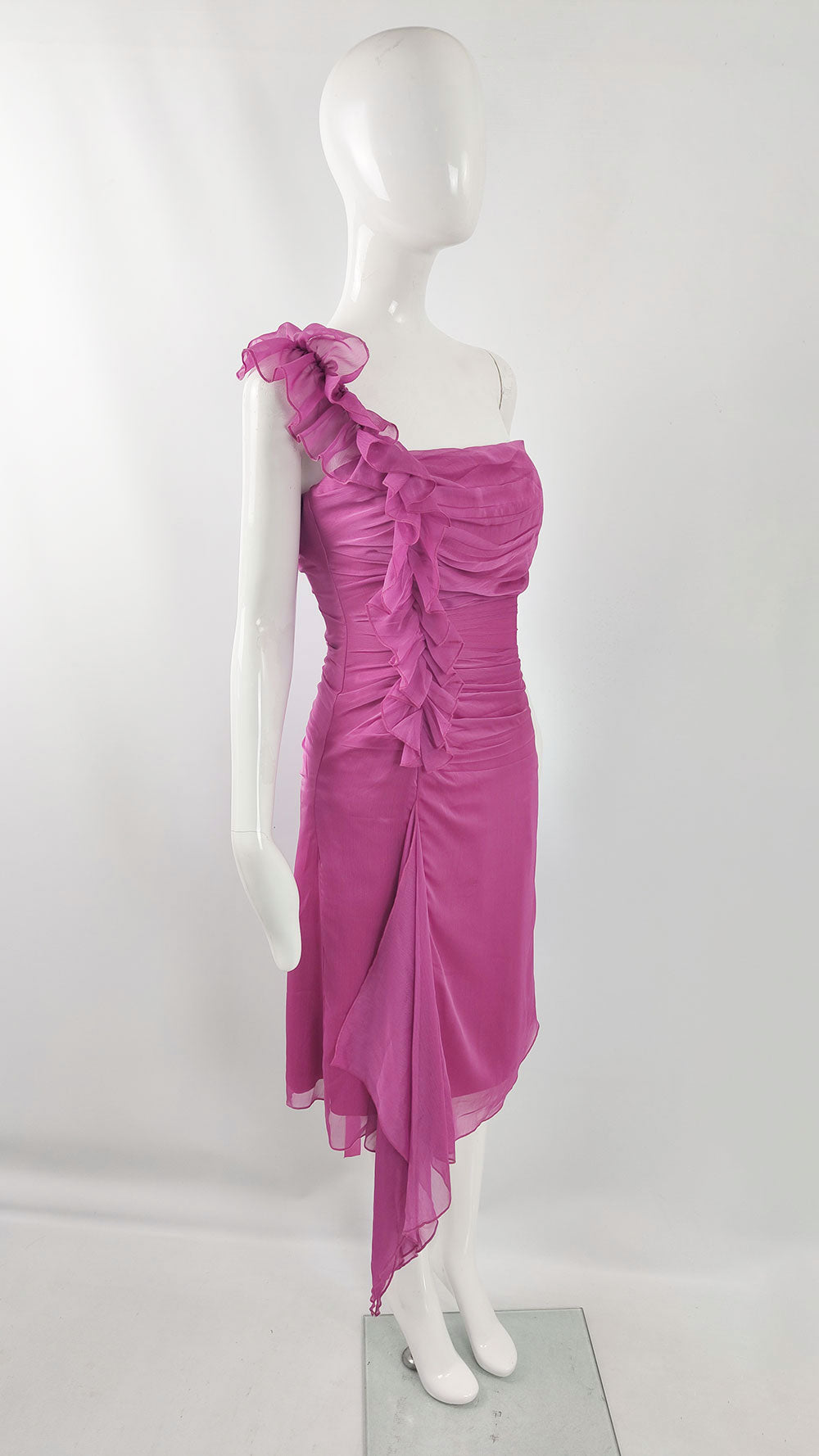 Charas Vintage y2k Fuchsia Pink Corset Back Dress, 2000s