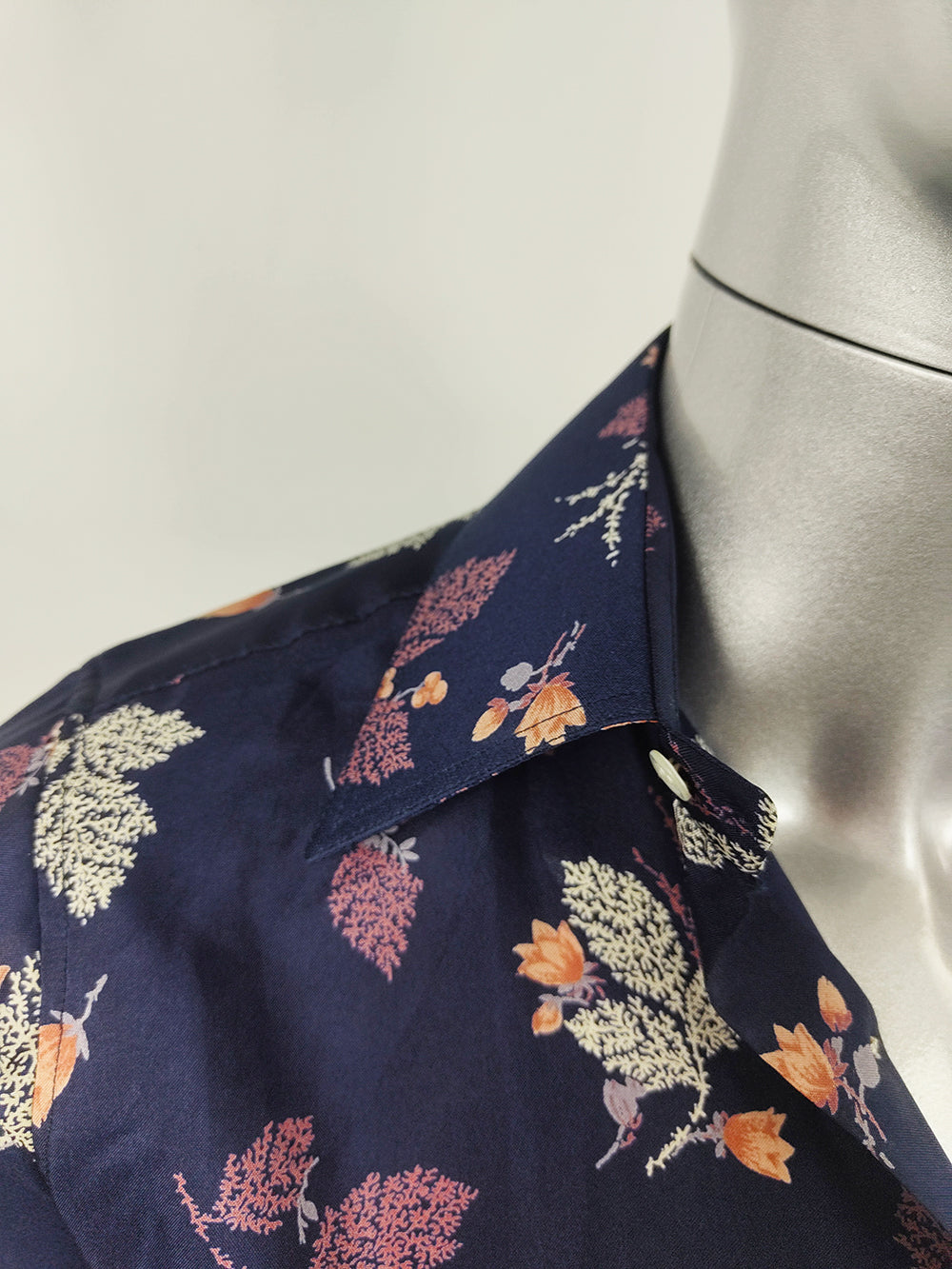 Paco Rabanne Vintage Mens Floral Long Sleeve Shirt, 1970s