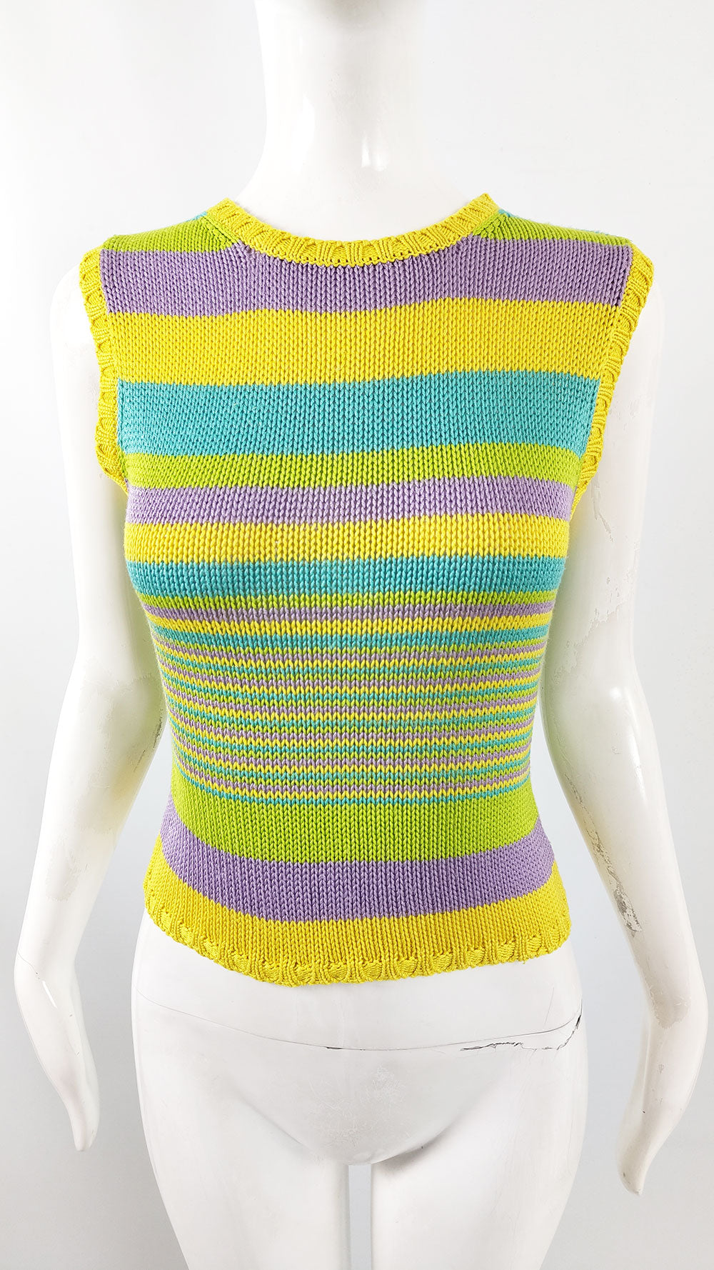 Ronit Zilkha Vintage Silk Knit Striped Sweater Vest