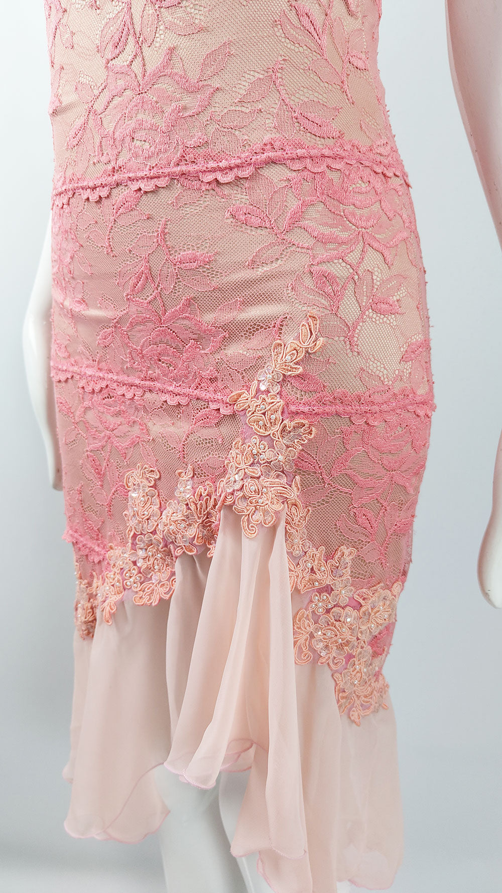 Catwalk Collection Pink & Nude Lace Chiffon y2k Party Dress