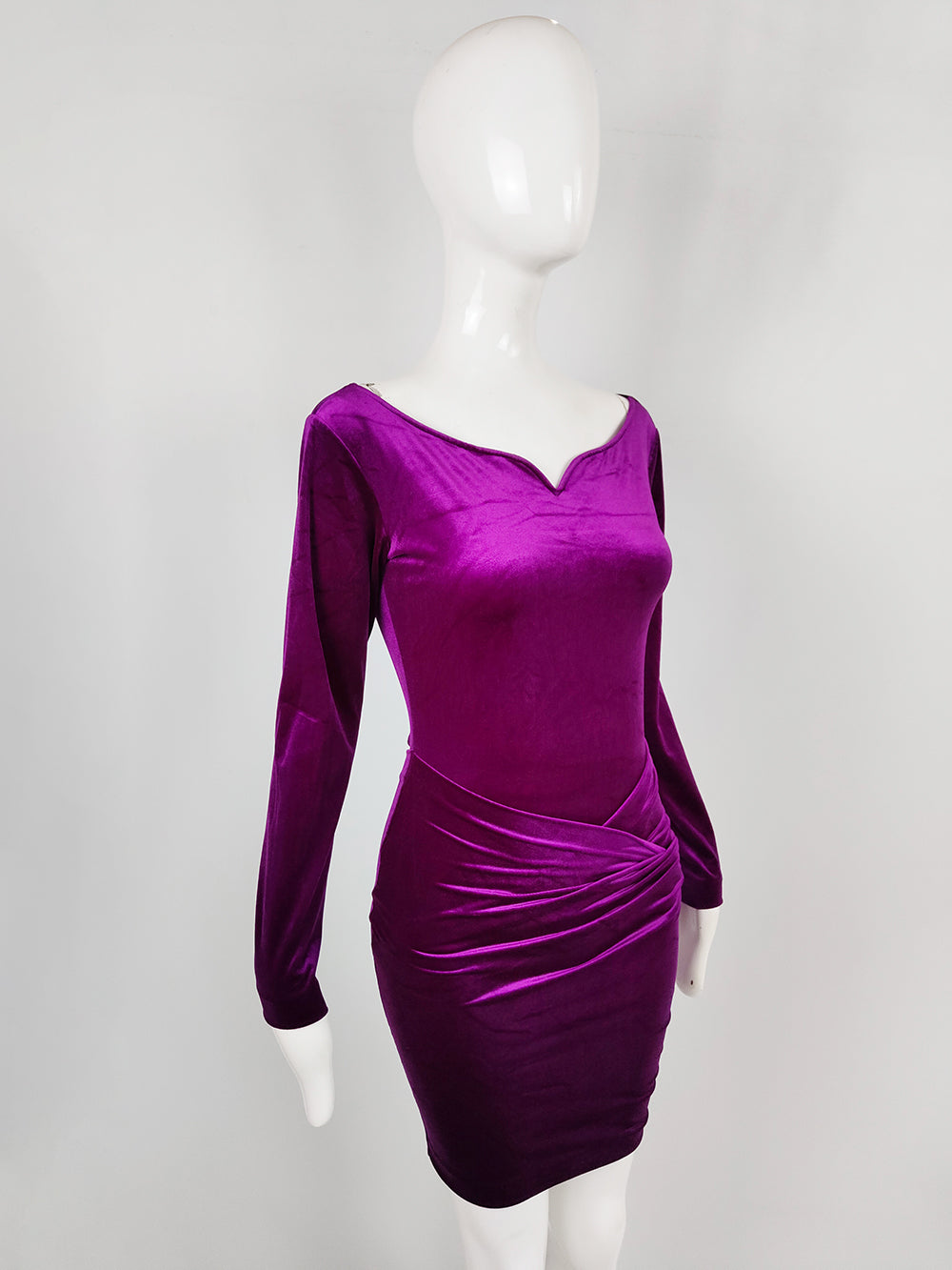 La Perla Bodycon Magenta Velour Party Dress