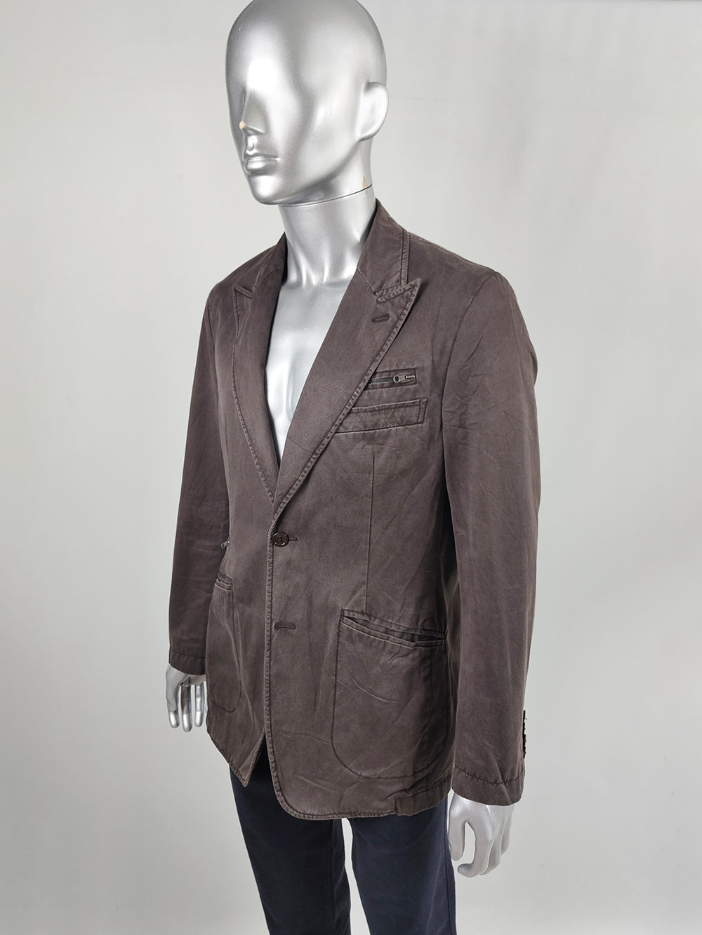 Fay Vintage Mens Brown Italian Cotton Tailored Blazer Jacket