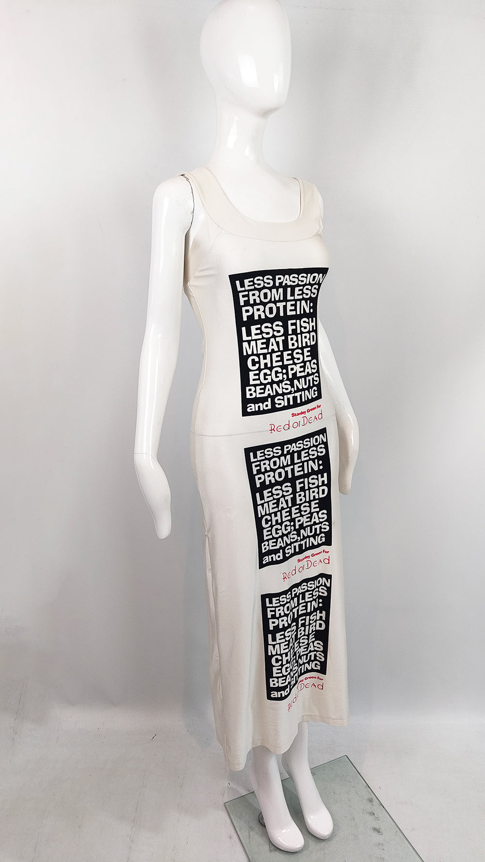 Red or Dead Vintage 'Less Passion from Less Protein' Maxi Dress, 1993