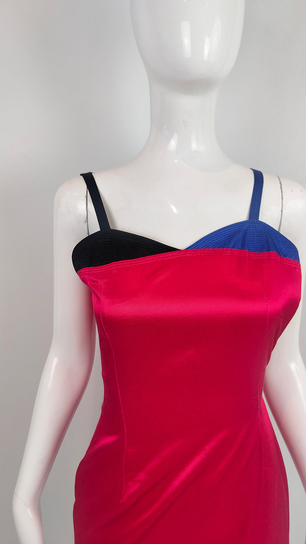 Vintage Versus by Versace Reddish Pink & Blue Mini Dress, 1990s