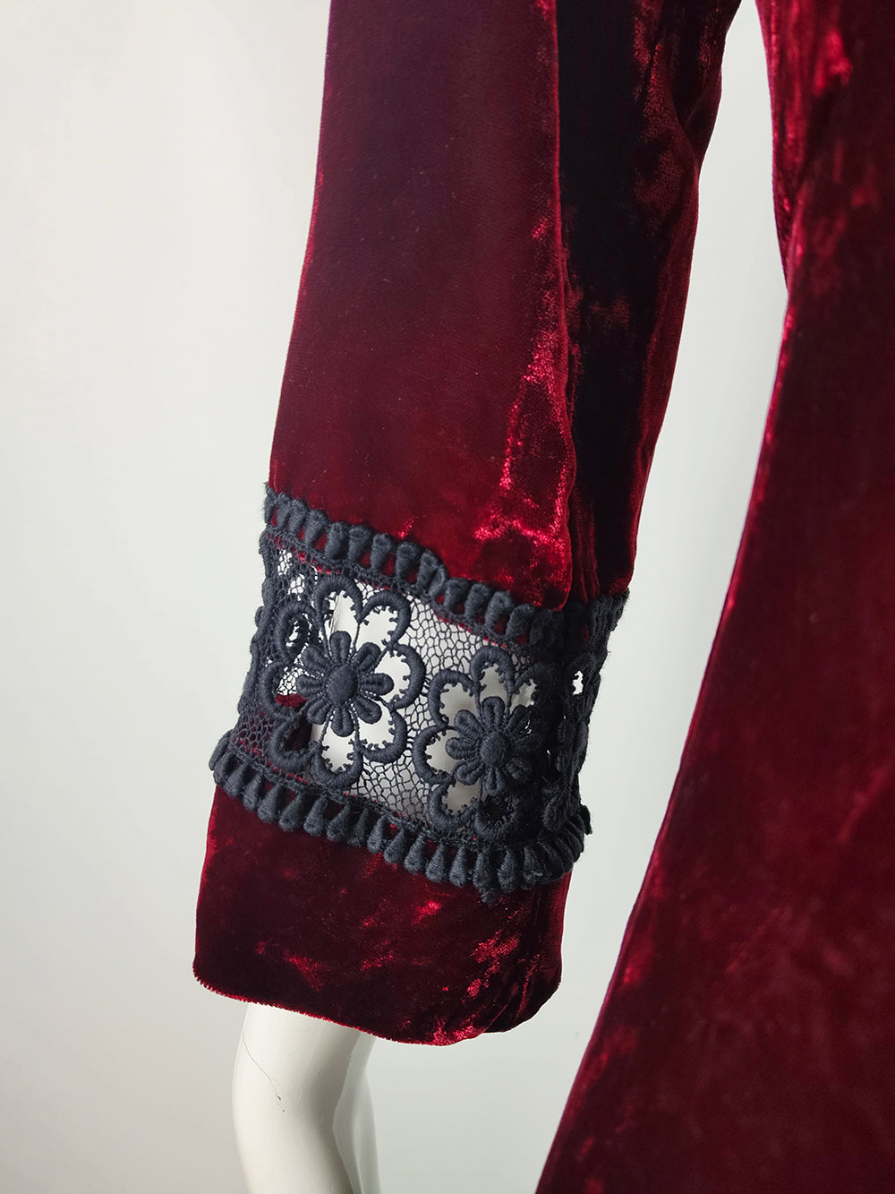 Roter Couture Vintage Wine Red Crushed Velvet Dress, 1970s