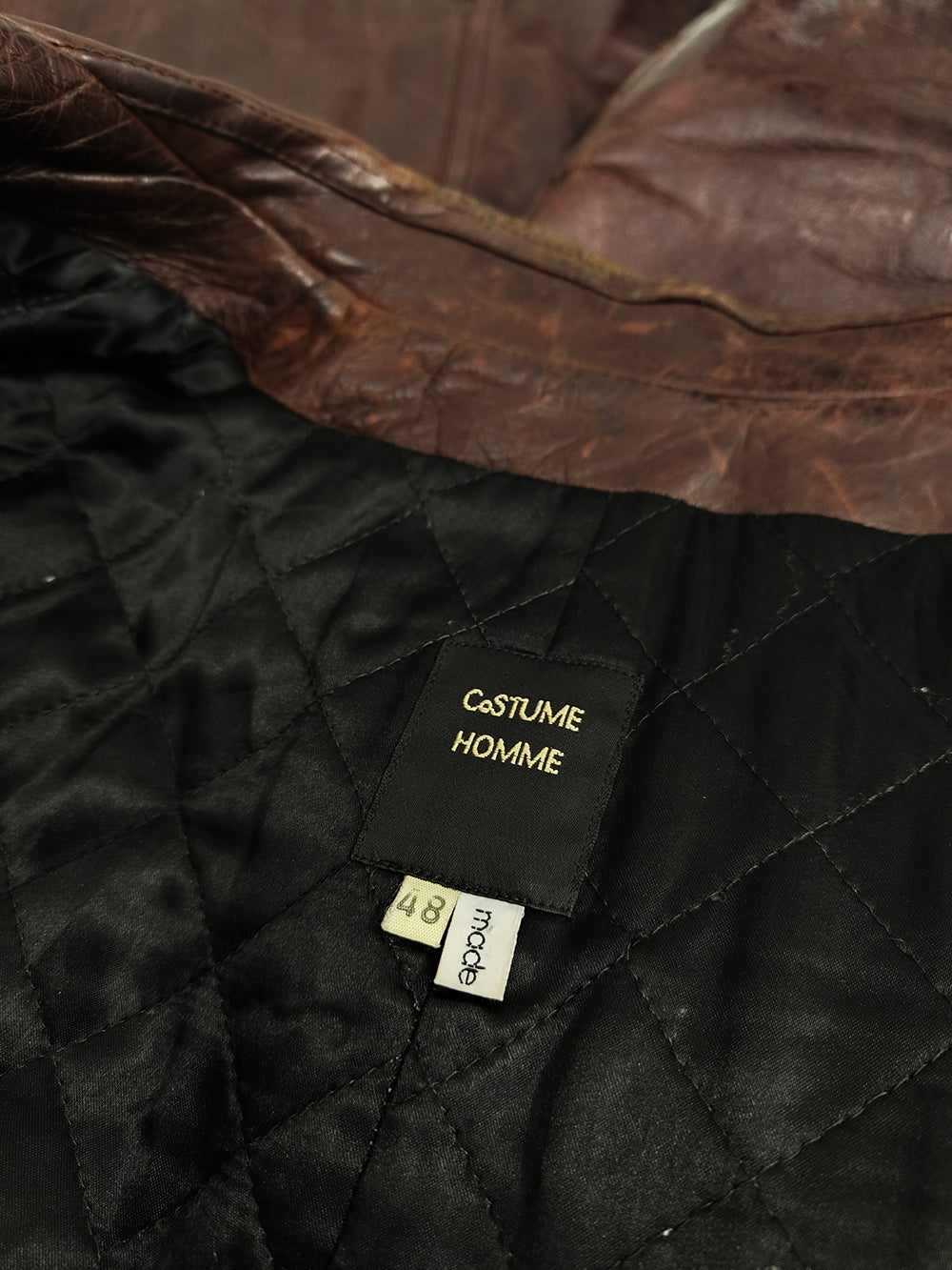 Costume National Men's Brown Mottled Leather Biker Jacket, Fall 2003