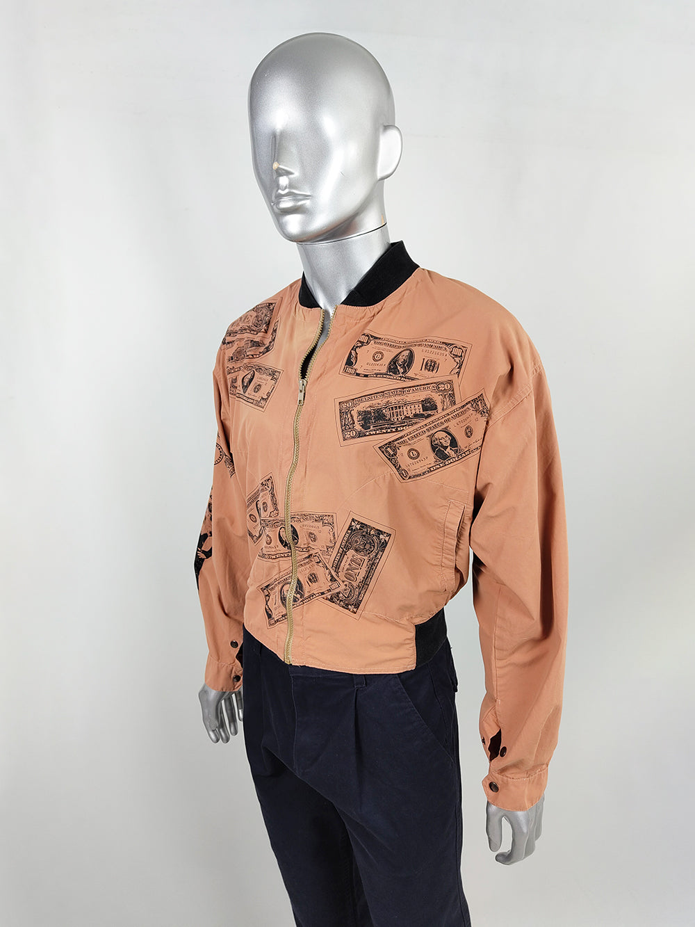 Calugi e Giannelli Vintage Men's Dollar Print Bomber Jacket