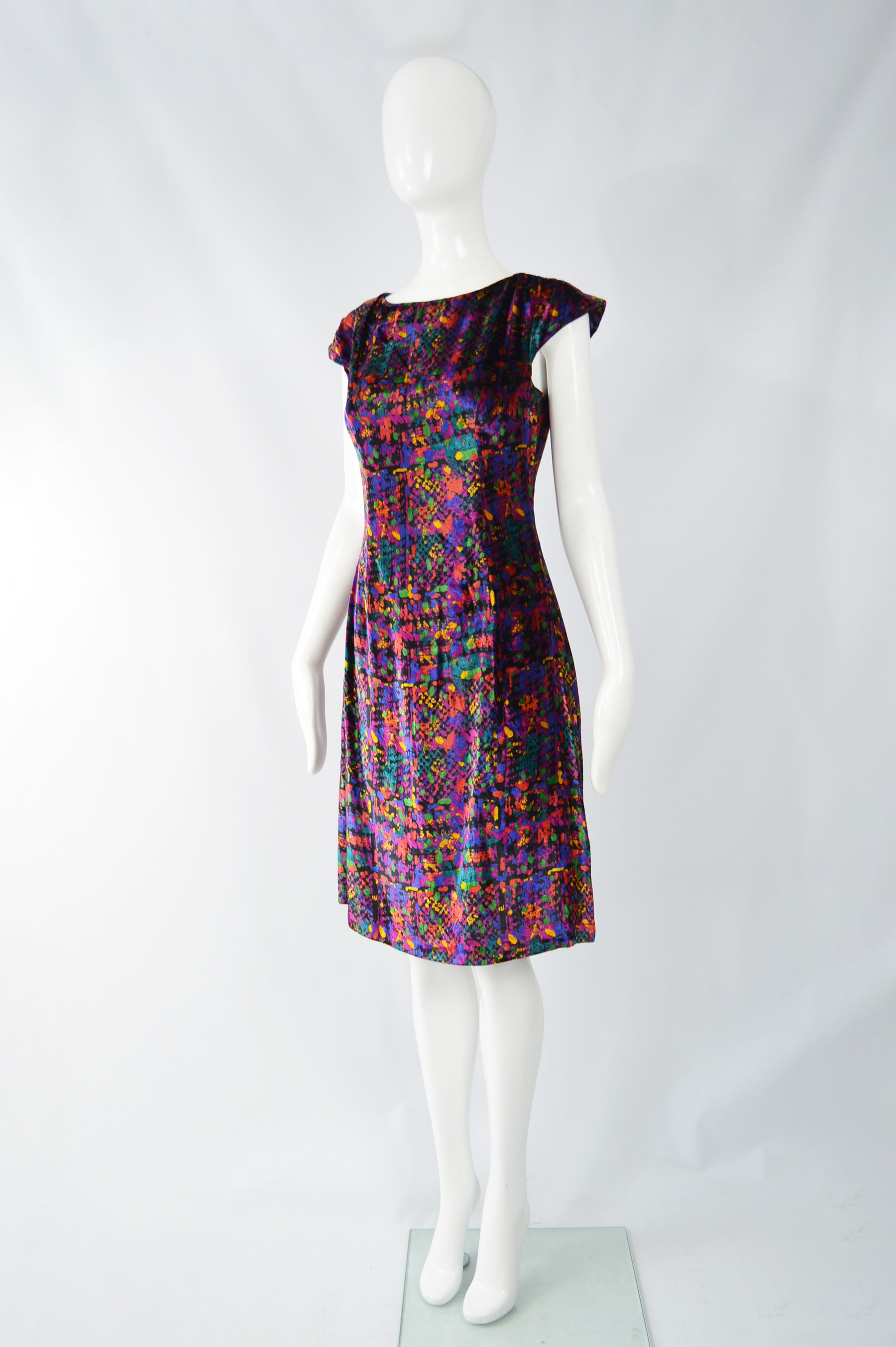 Versace Versus Vintage Abstract Kaleidoscopic Velvet Dress, 1990s