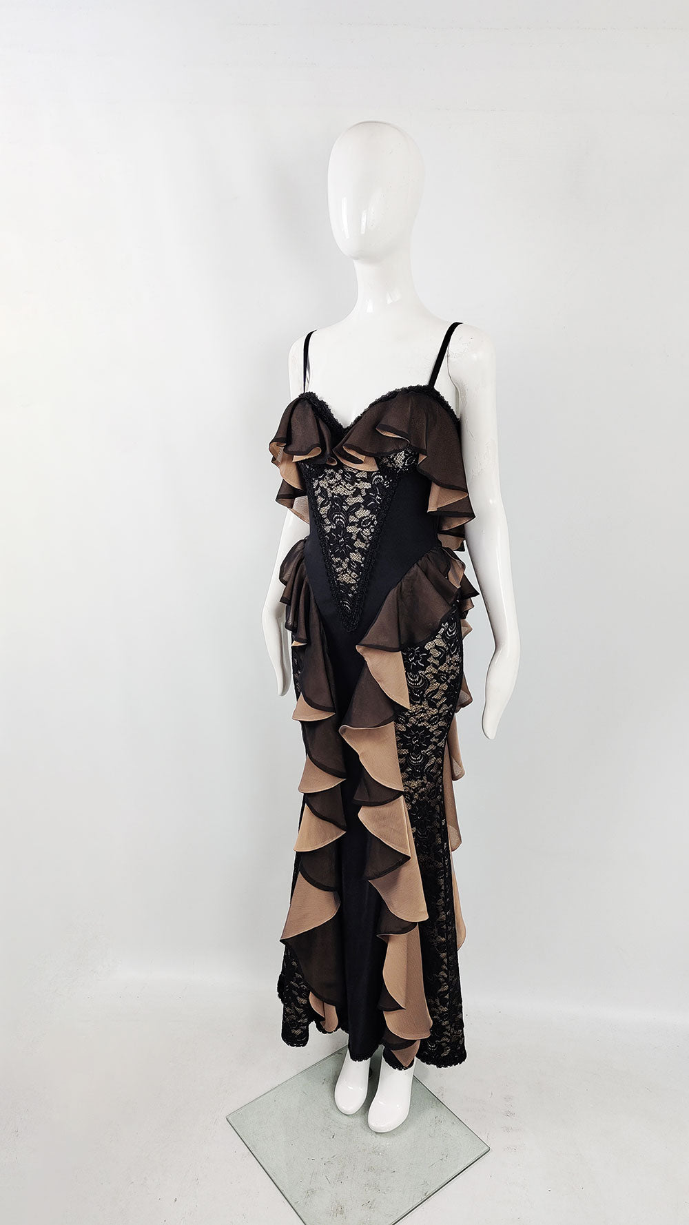 Catwalk Collection Vintage Black Lace & Satin Corset Dress