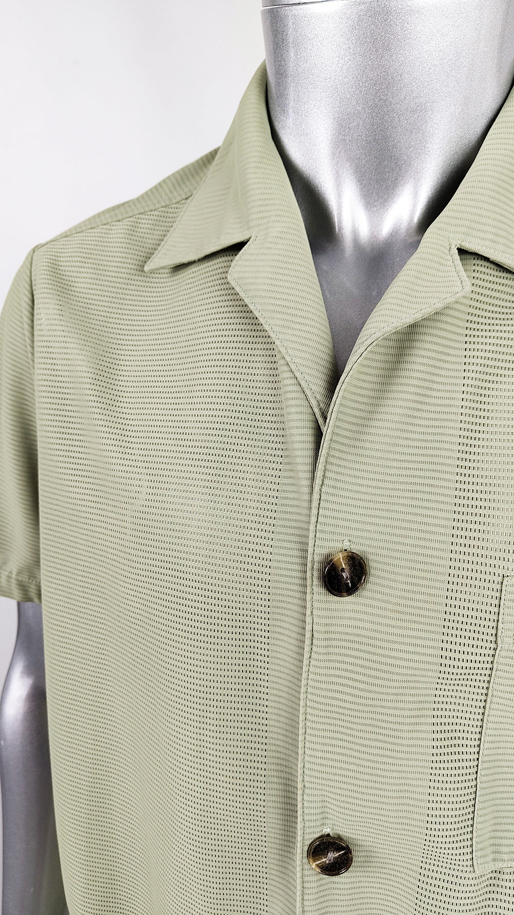 Vintage Mens Green Khaki Mesh Safari Shirt, 1960s