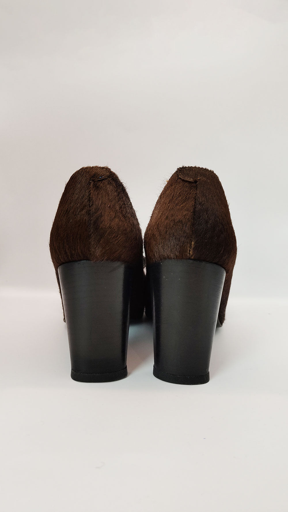 Christian Lacroix Brown Calf Hair & Leather Square Toe Shoes - 37 EU