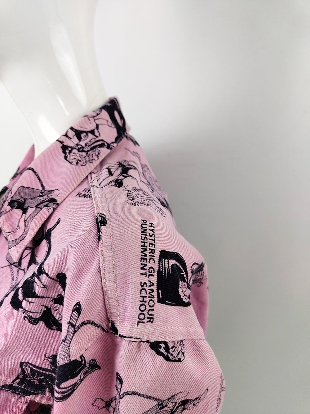 Hysteric Glamour Vintage Pink Denim Bondage Print Women's Denim Jacket