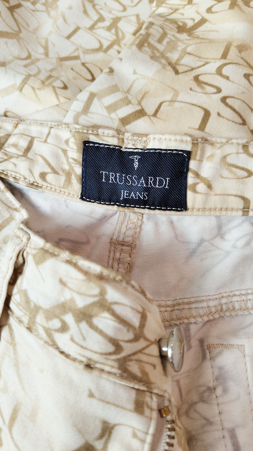 Trussardi Vintage Mens 90s Logo All Over Print Pants