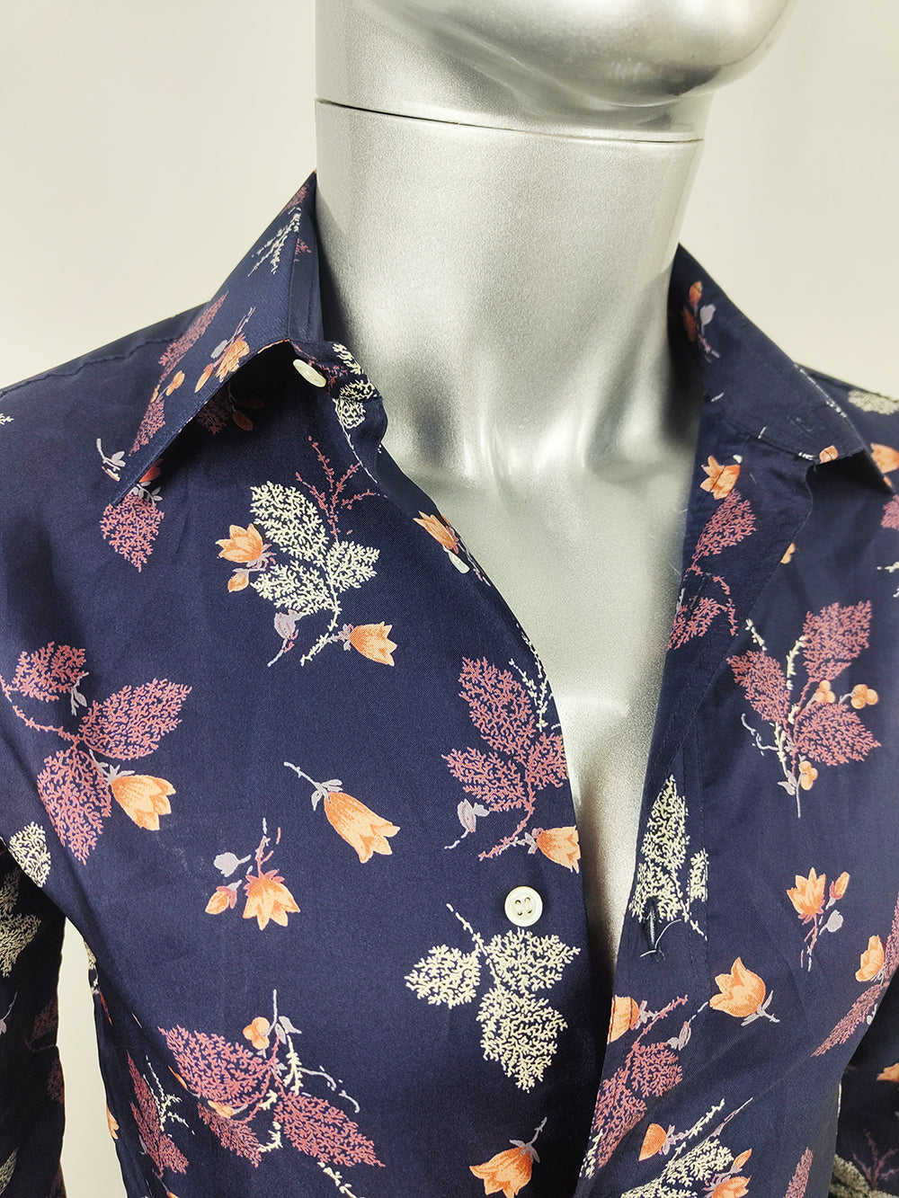 Paco Rabanne Vintage Mens Floral Long Sleeve Shirt, 1970s