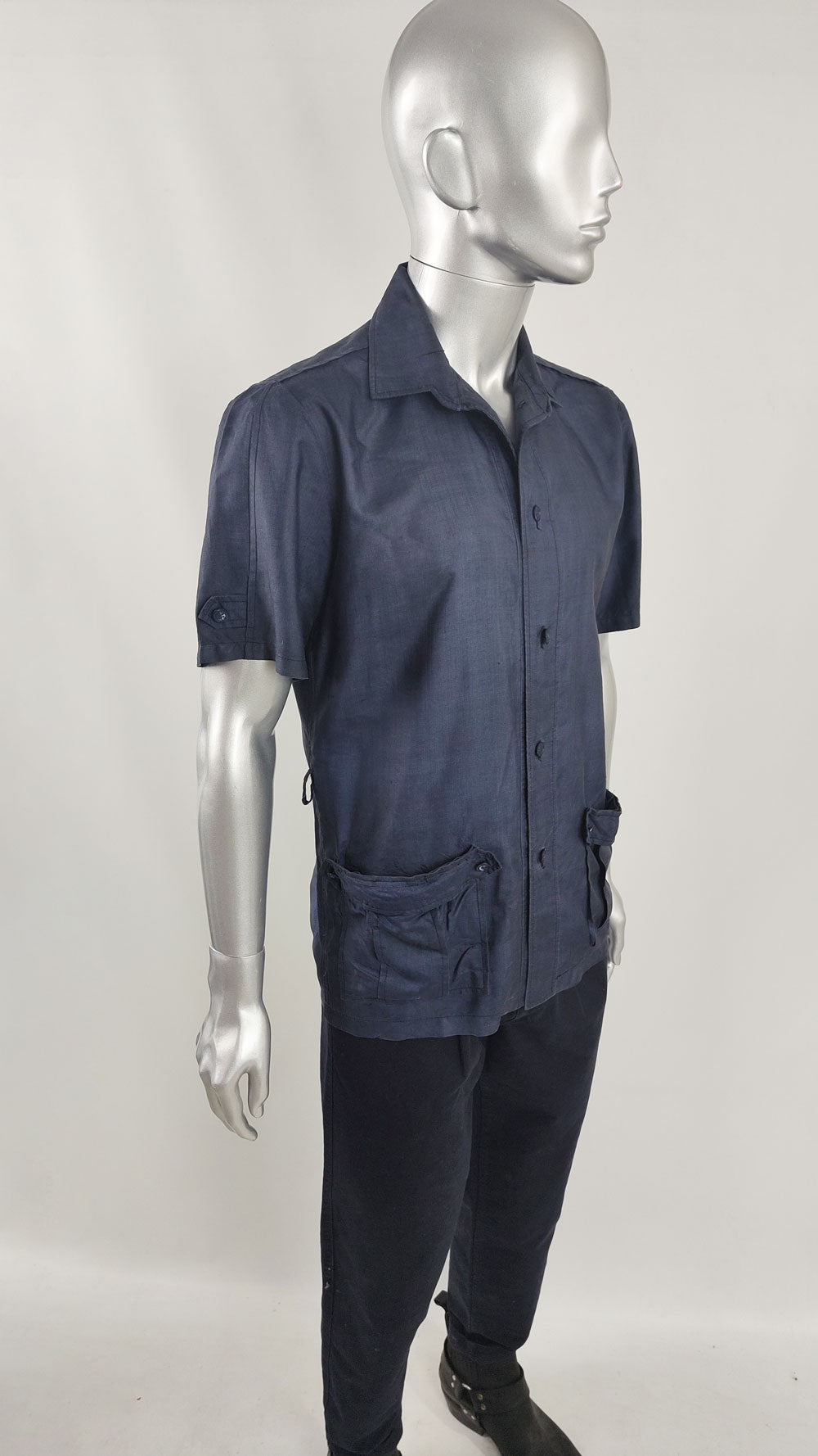 Ted Lapidus Vintage Mens Short Sleeve Pure Silk Shirt, 1960s