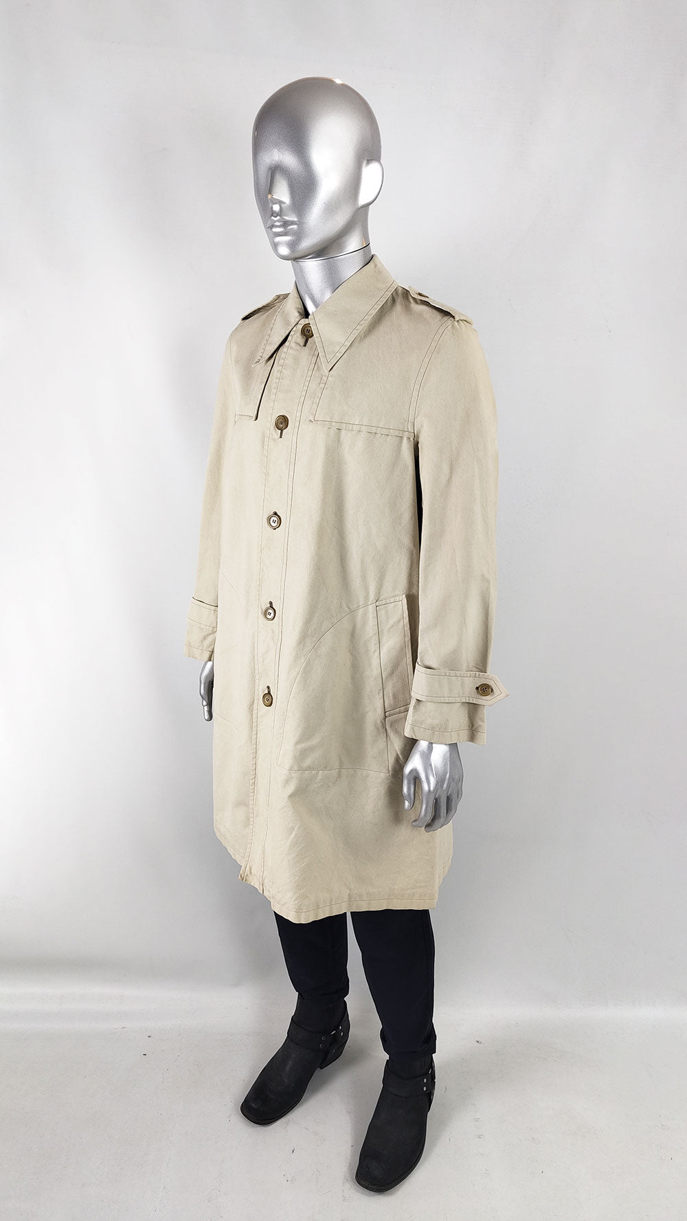 Harrods Vintage Mens Beige Trench Coat, 1960s