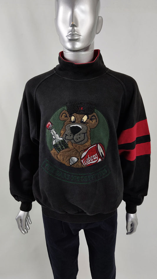 An image of a mannequin displaying a vintage Iceberg mens sweatshirt with an embroidered bear on the front.