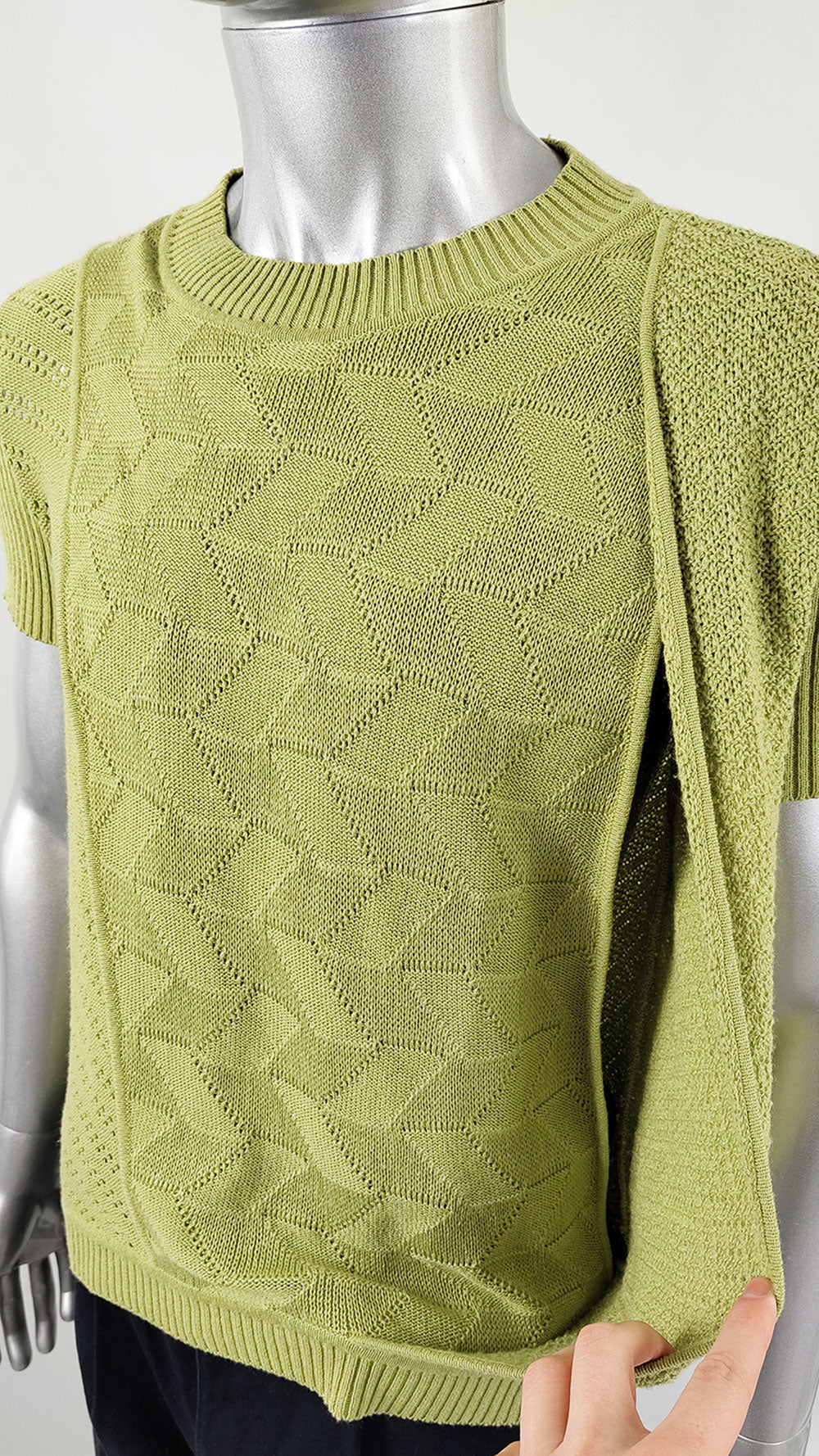 Joe Casely Hayford Vintage Mens Lime Green Avant Garde Knit Shirt
