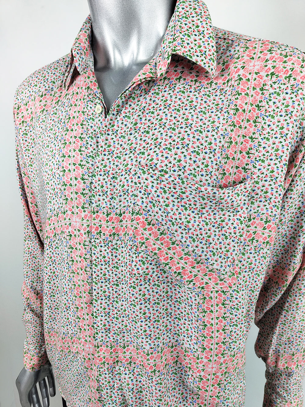 Frattini Erre Vintage Men's Flowy Italian Floral Print Shirt, 1990s