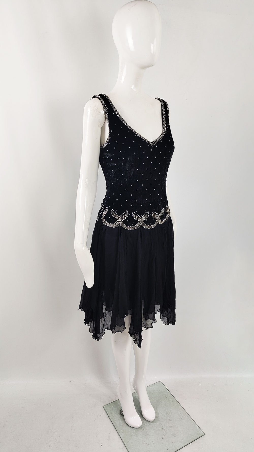Blumarine Couture Vintage Silk Velvet & Chiffon Evening Dress