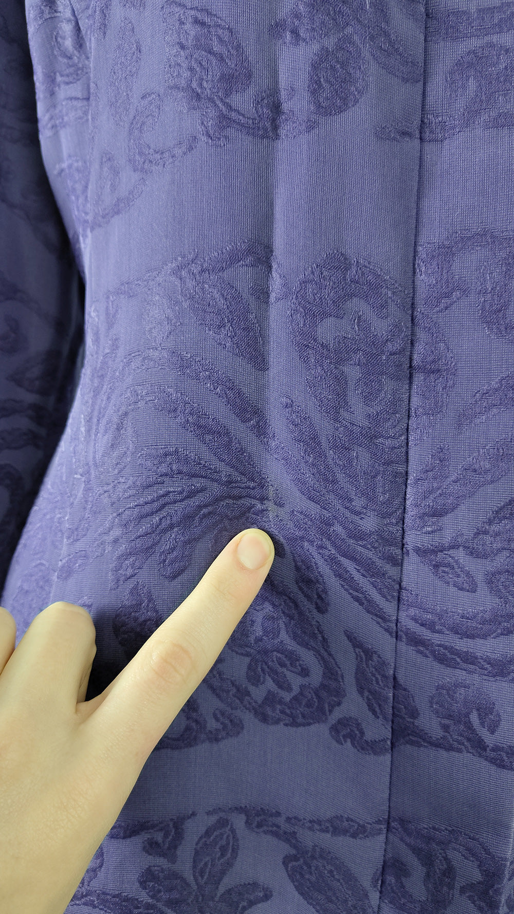 Giorgio Armani Vintage Womens Purple Silk Jacquard Skirt Suit
