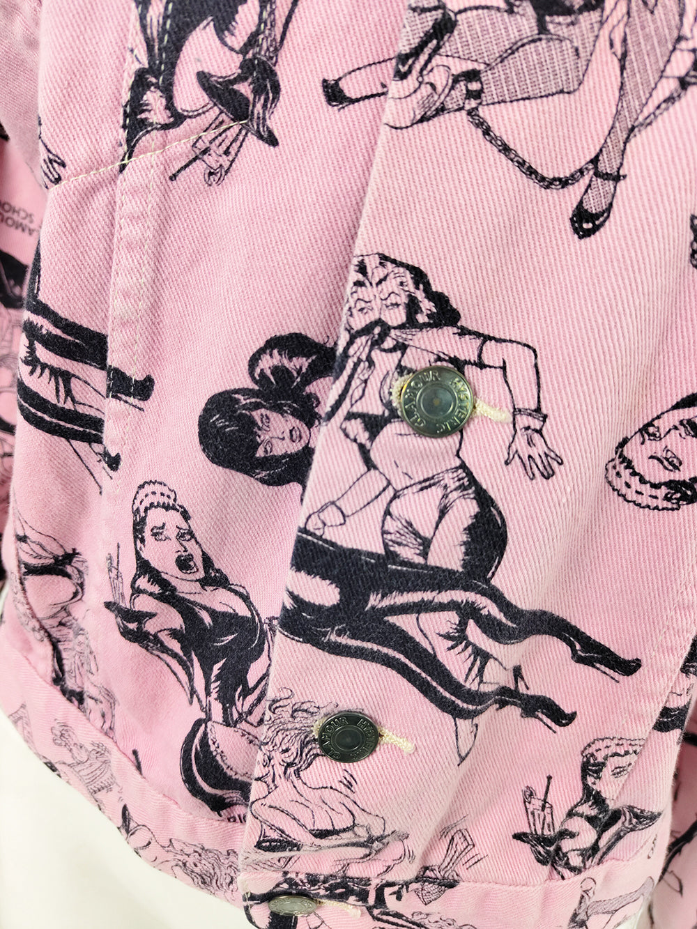 Hysteric Glamour Vintage Pink Denim Bondage Print Women's Denim Jacket