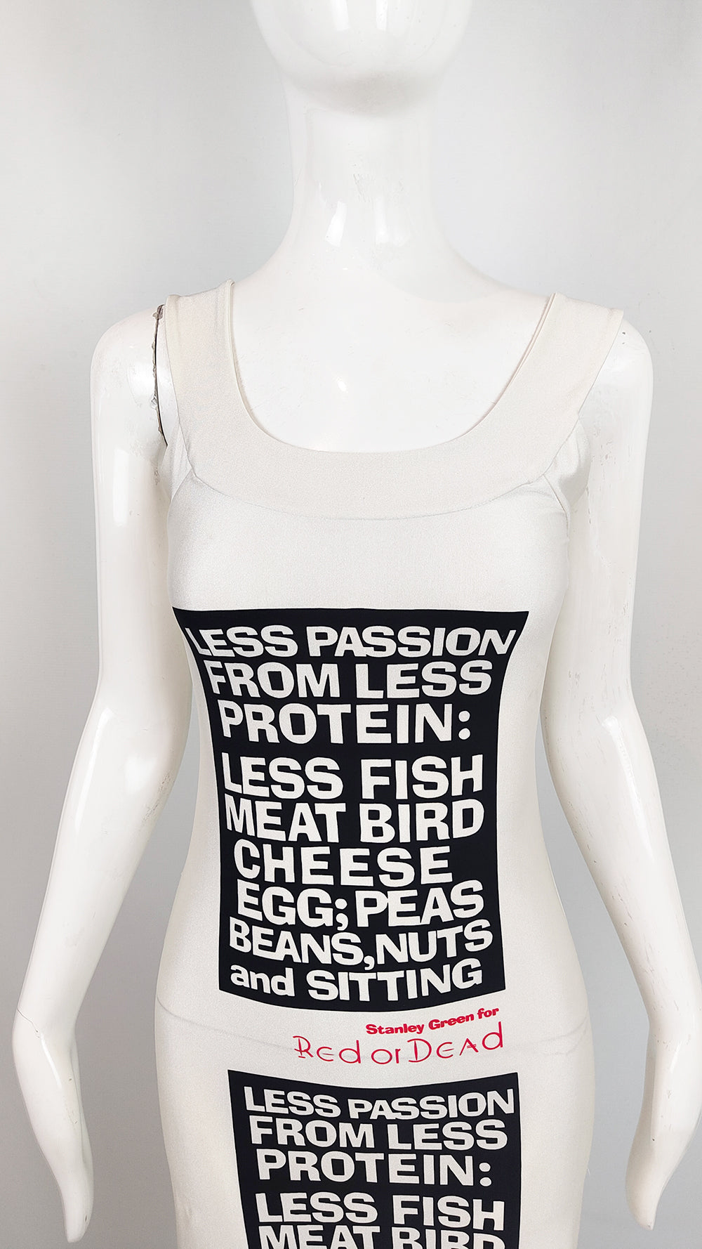 Red or Dead Vintage 'Less Passion from Less Protein' Maxi Dress, 1993