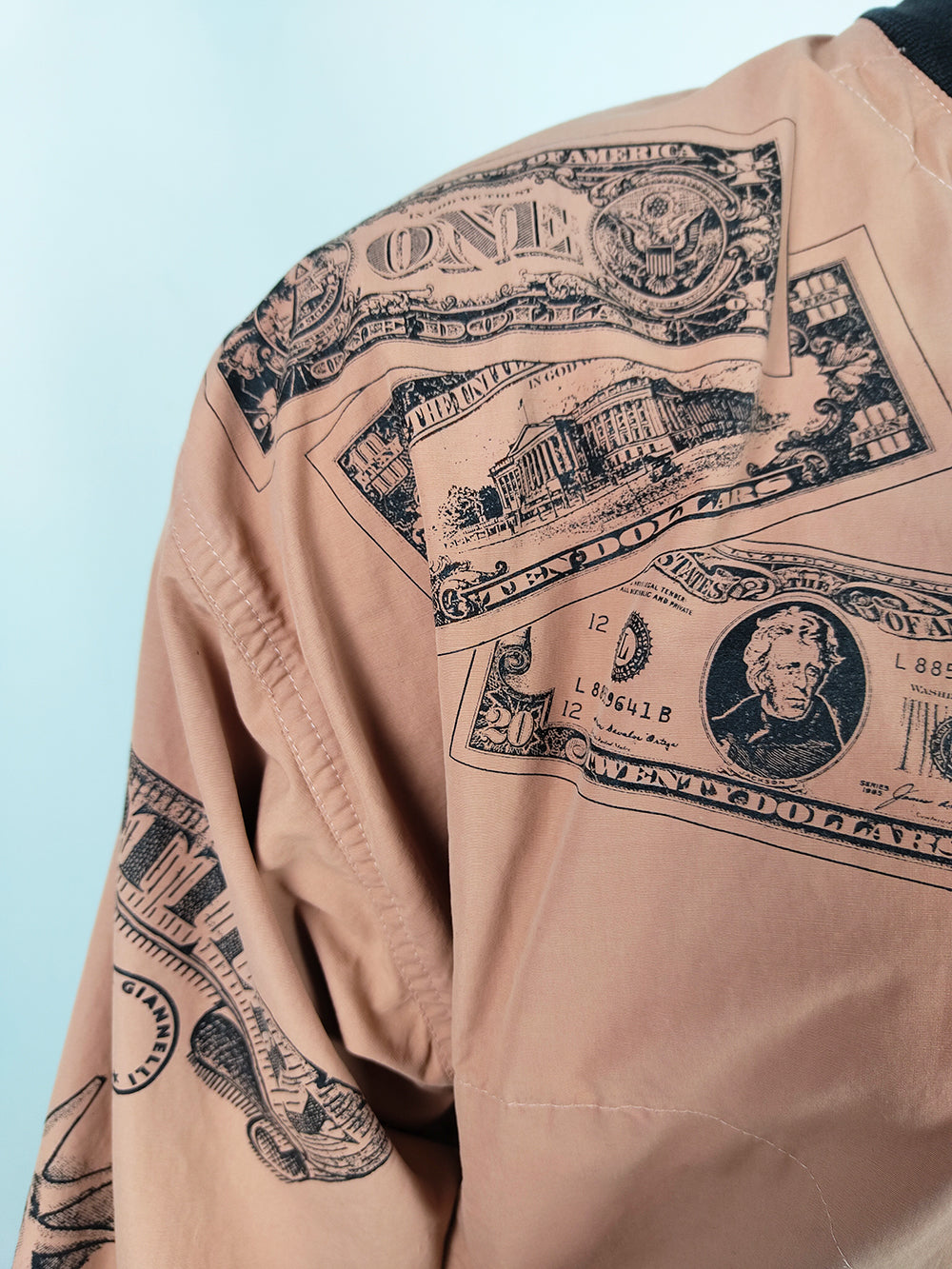 Calugi e Giannelli Vintage Men's Dollar Print Bomber Jacket