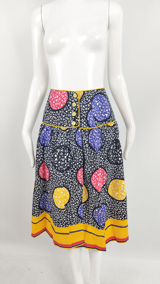 A vintage skirt in a black cotton by Israeli brand Gottex for Harrods.