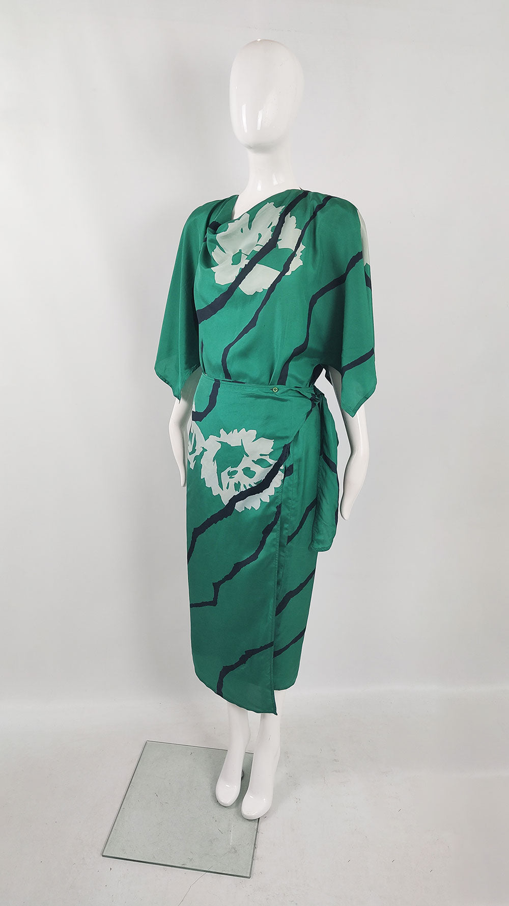 Junko Koshino Vintage Green Pure Silk 2 Piece, 1980s