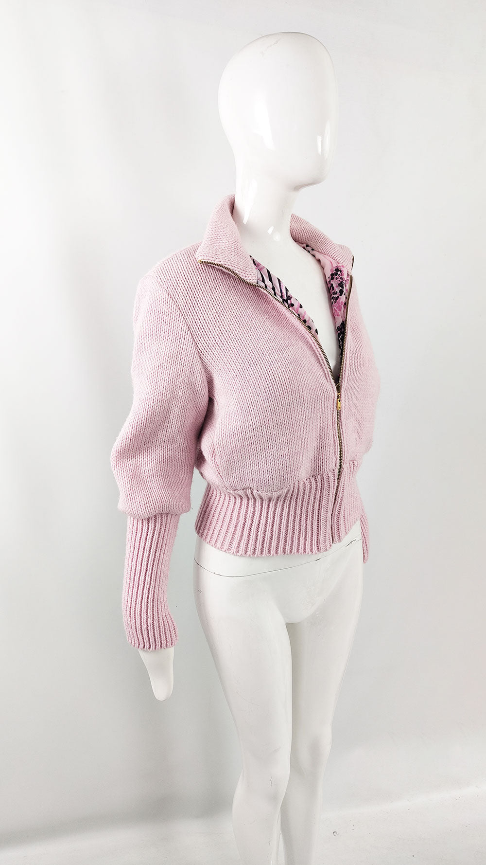 Emanuel Ungaro Vintage Y2k Pastel Pink Knit Jacket